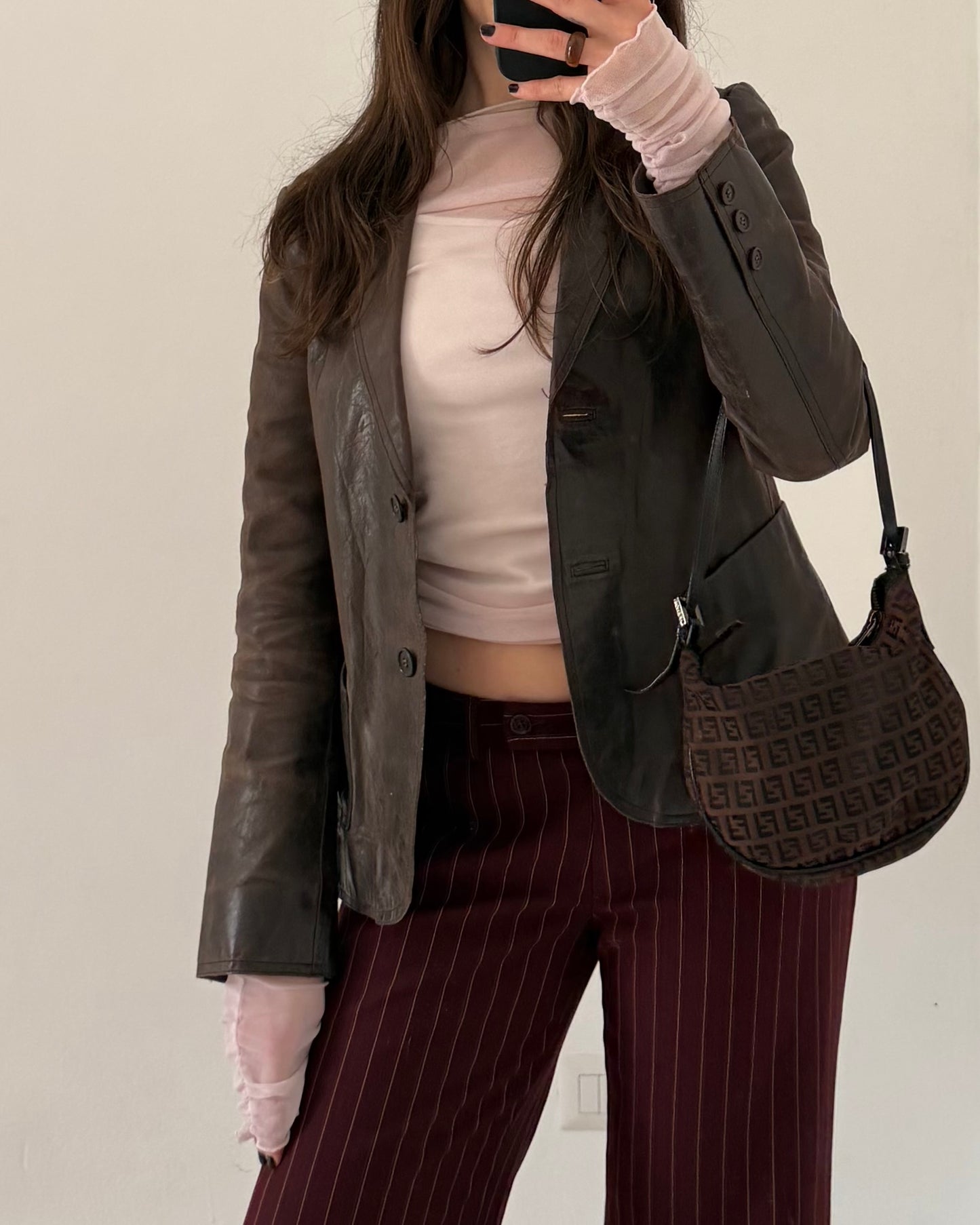 Pinstripe low rise trousers