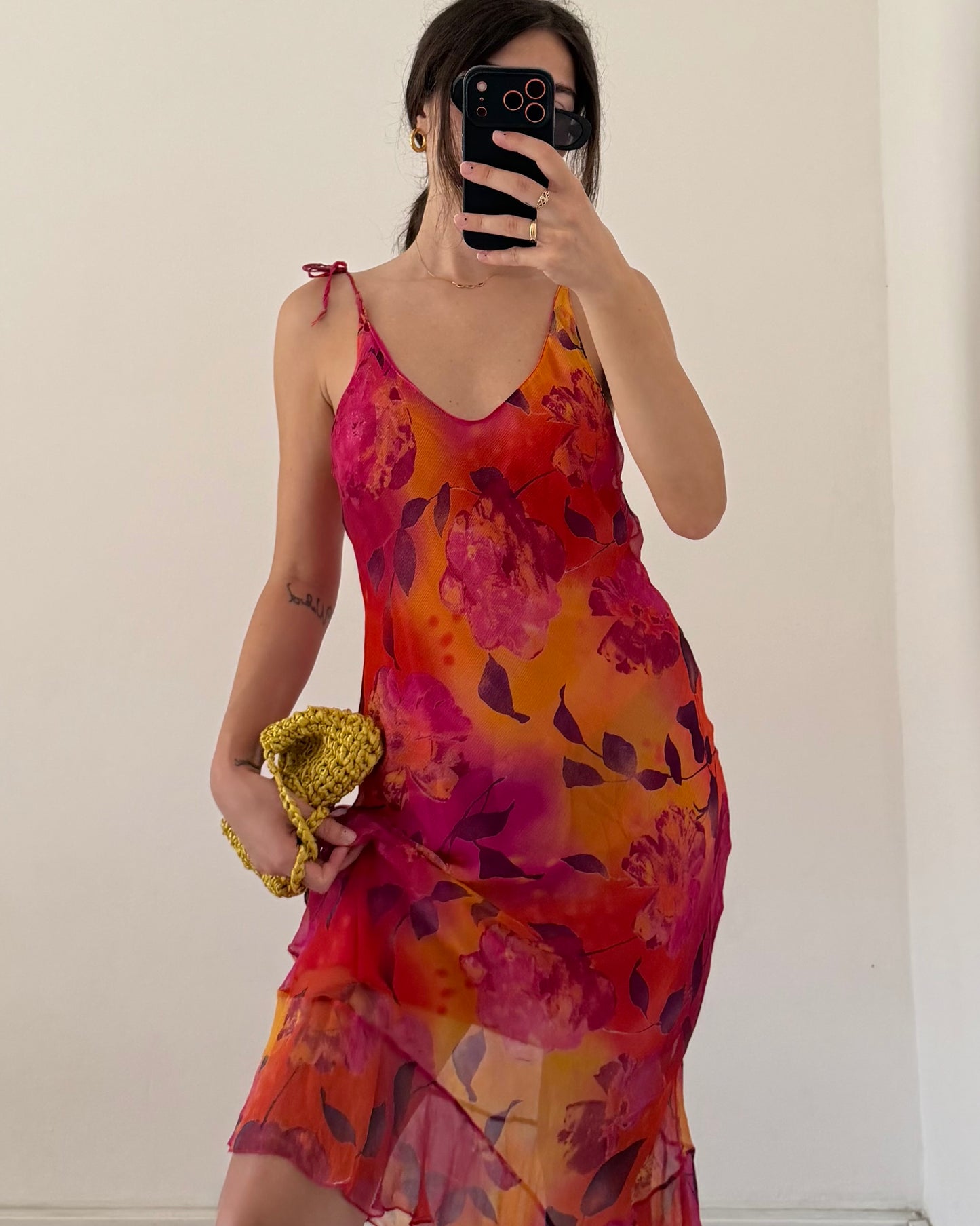 Pure silk asymetric dress