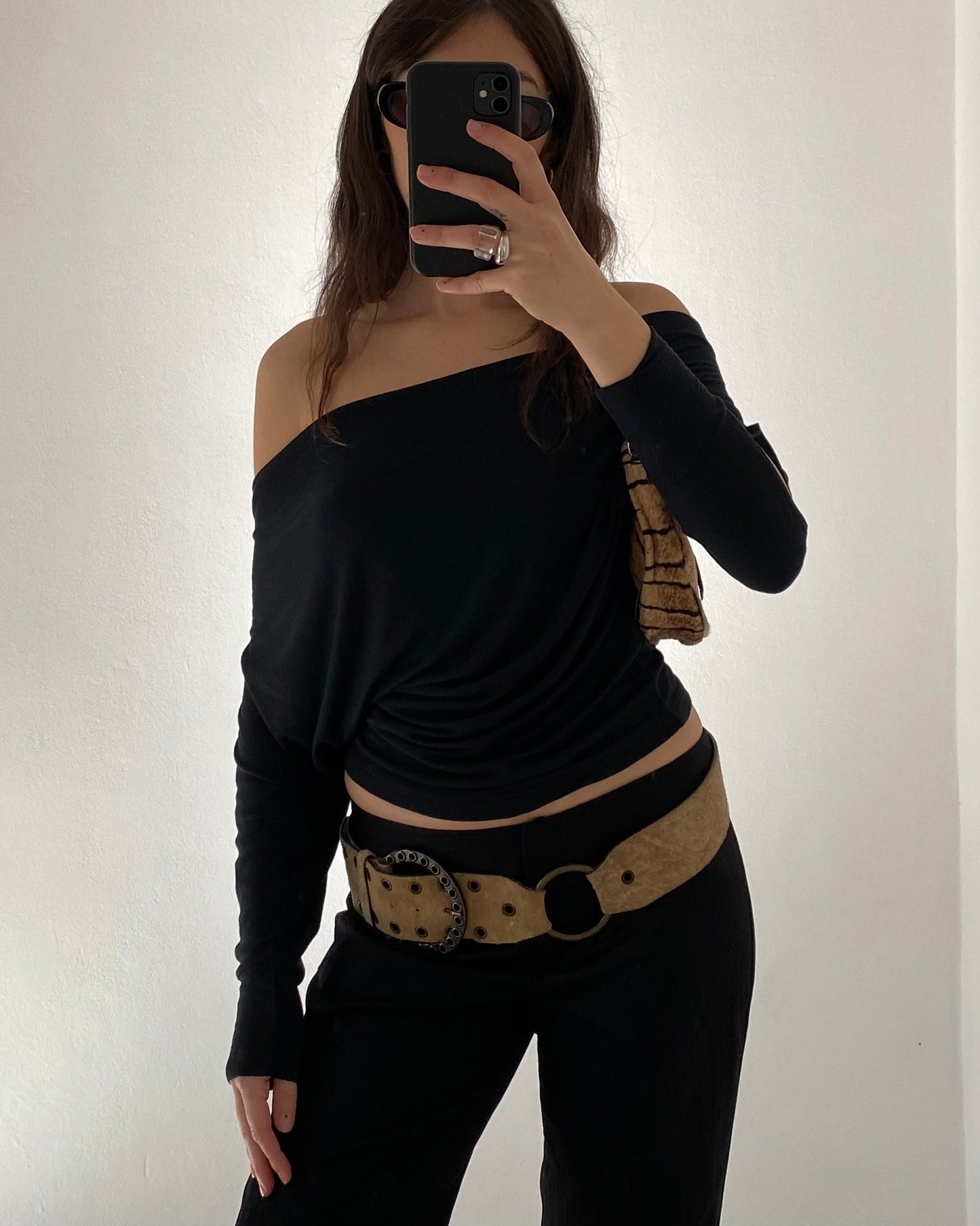 Black striped trousers