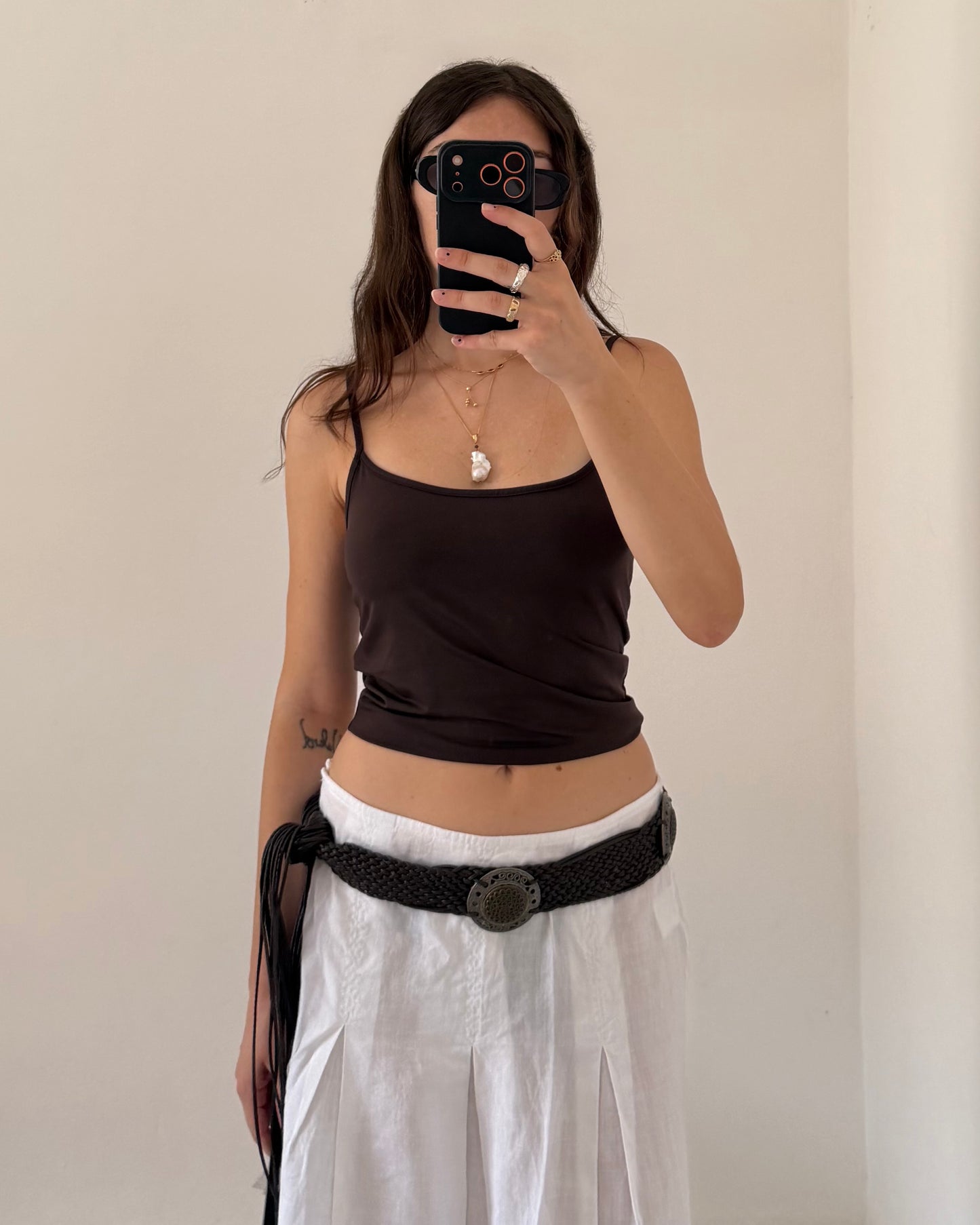 White ramie maxi skirt