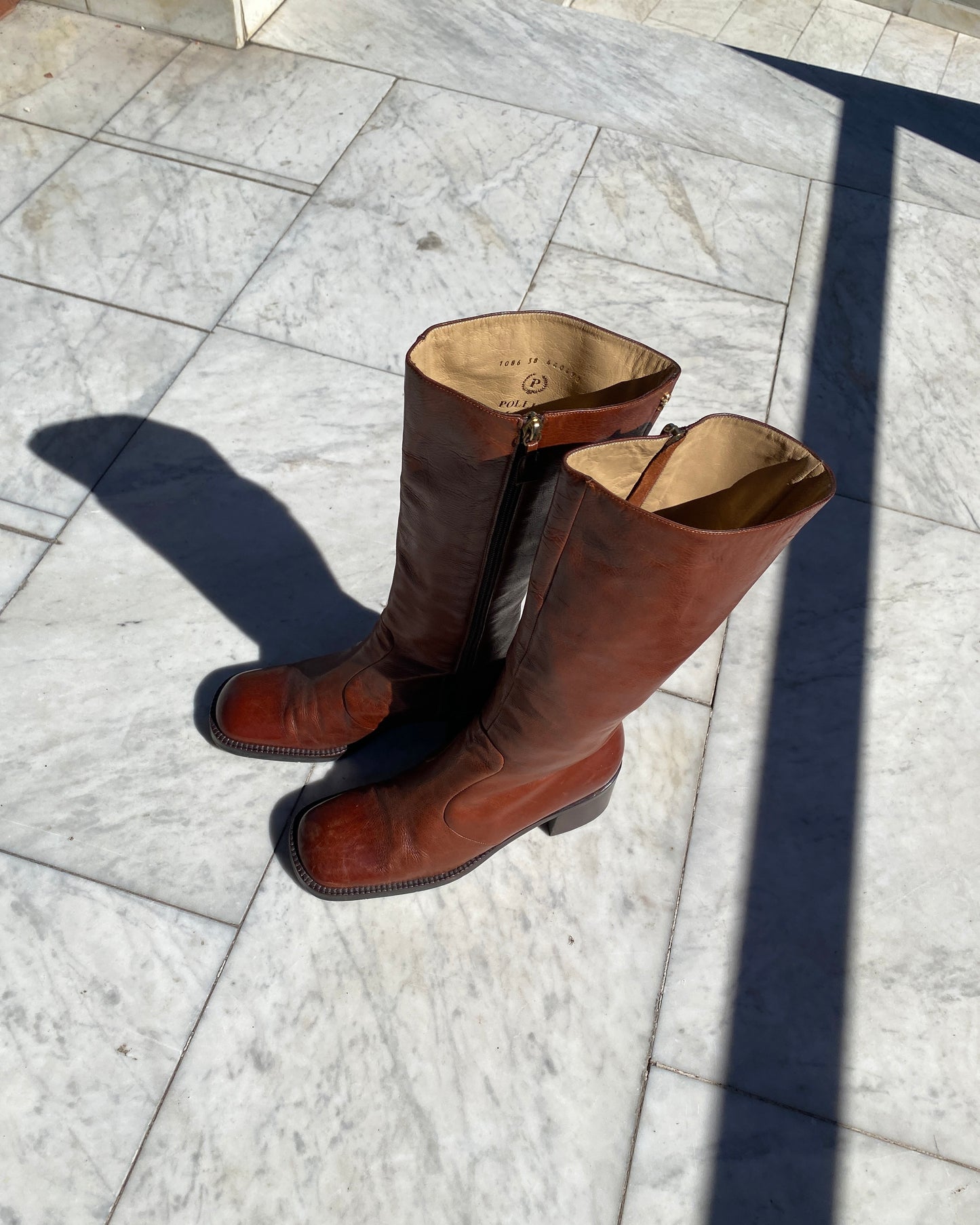 Square toe leather boots