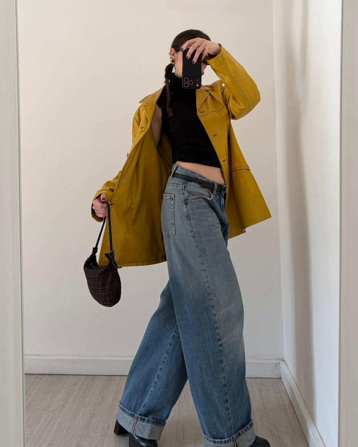 Mustard yellow leather jacket
