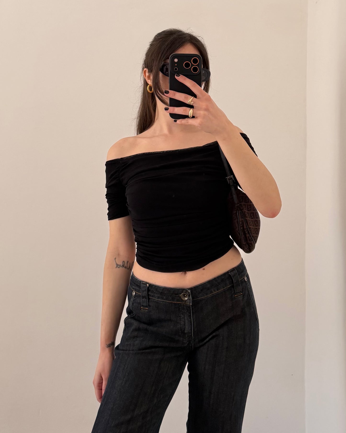 Off the shoulder tulle top