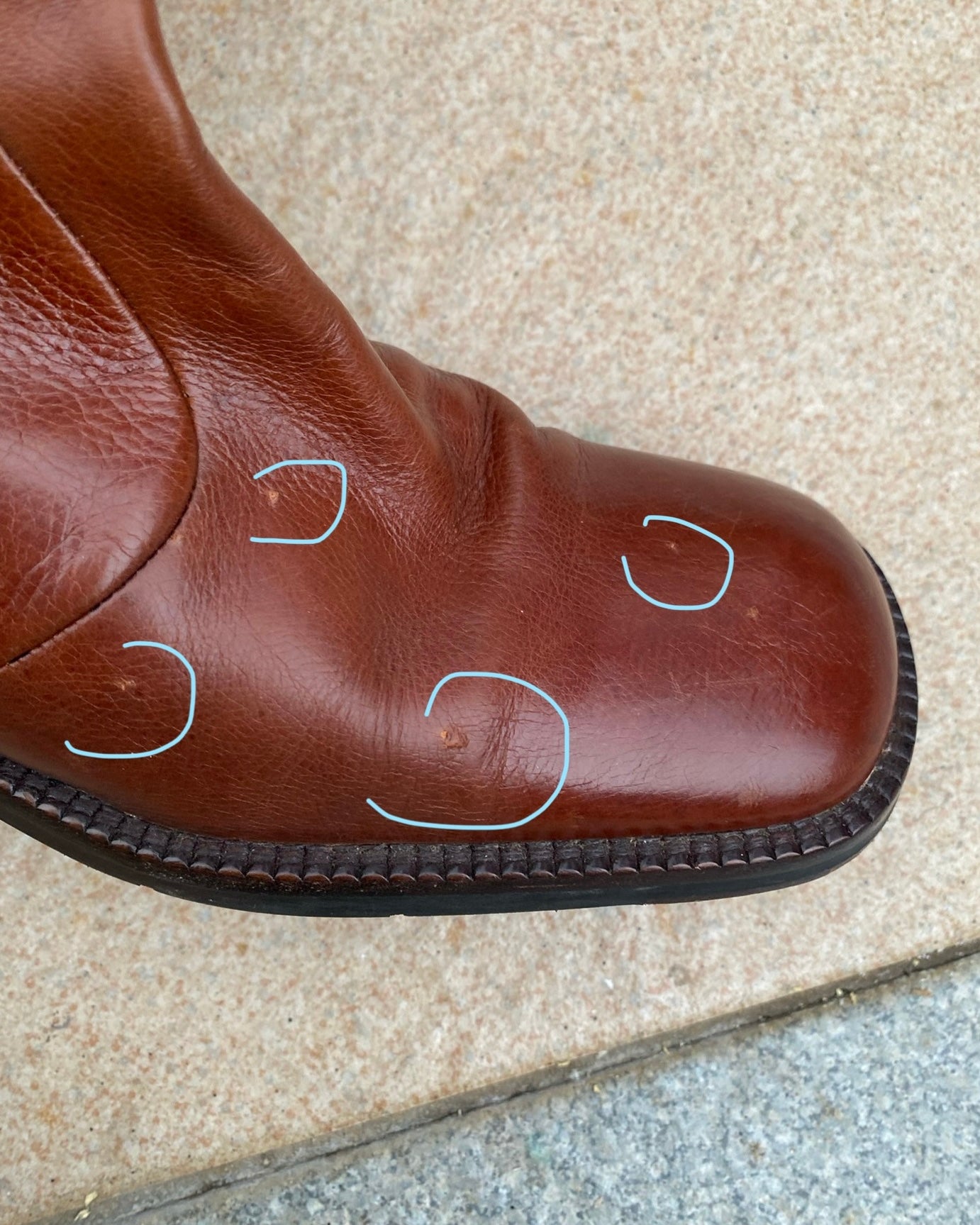 Square toe leather boots
