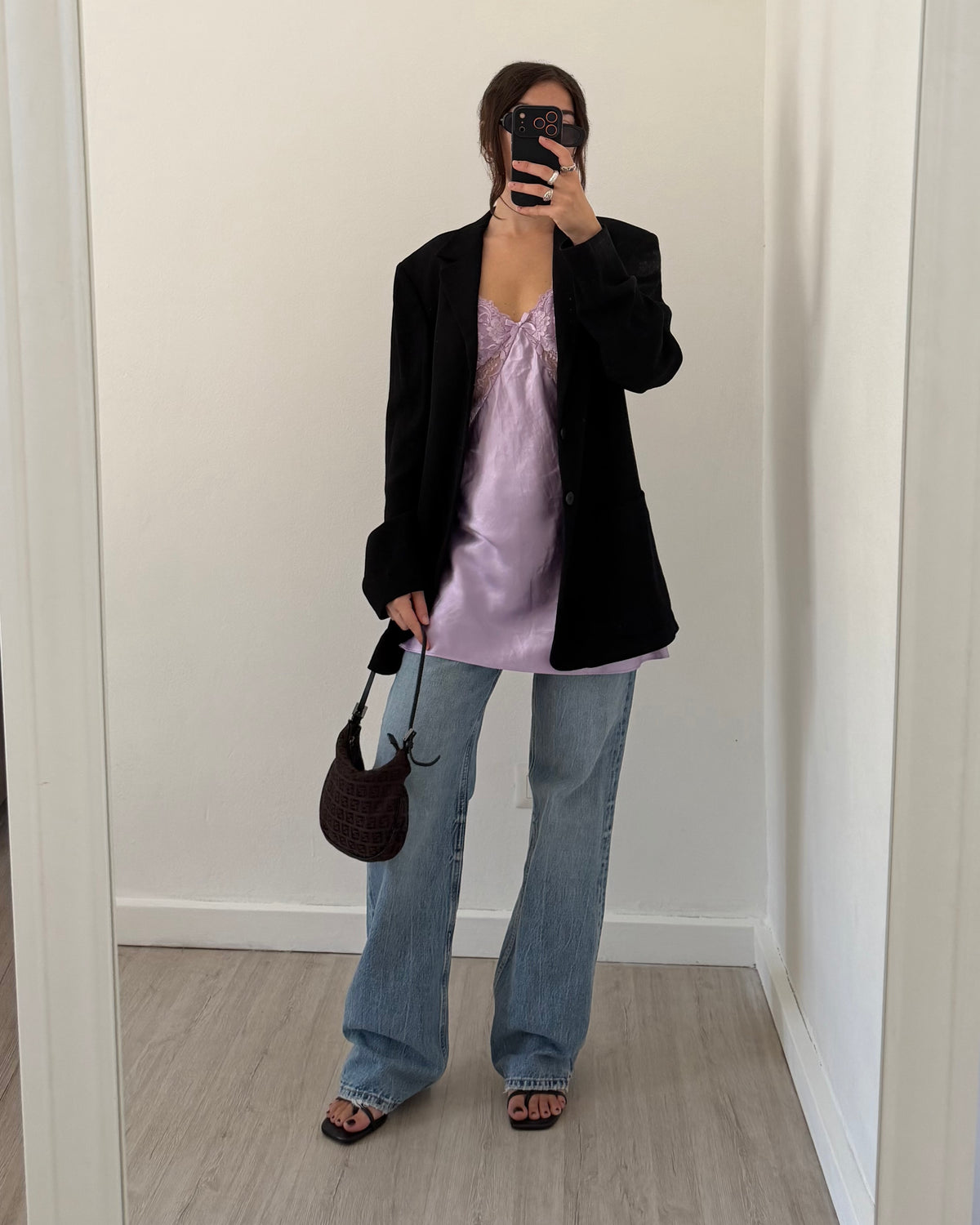 Lilac satin slip dress