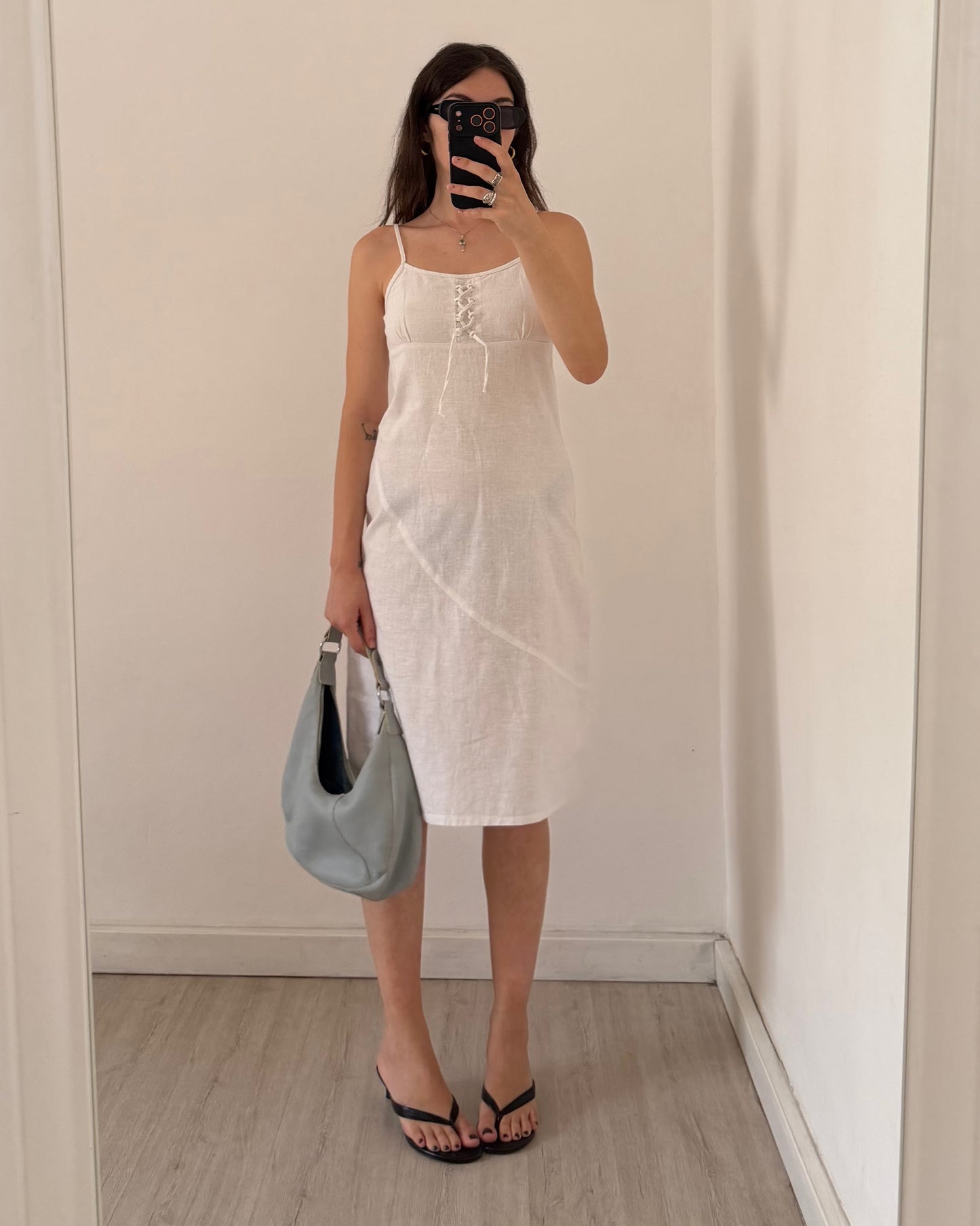 00s white linen dress