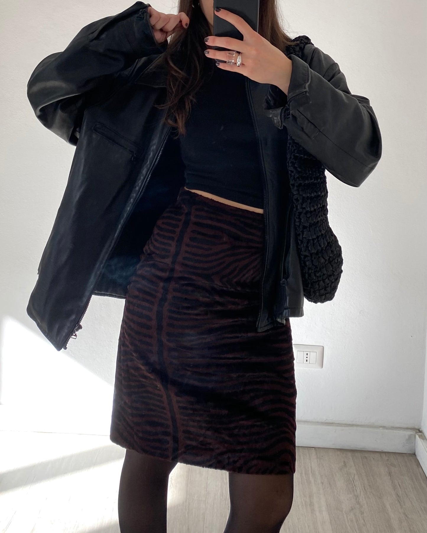 Faux fur midi skirt