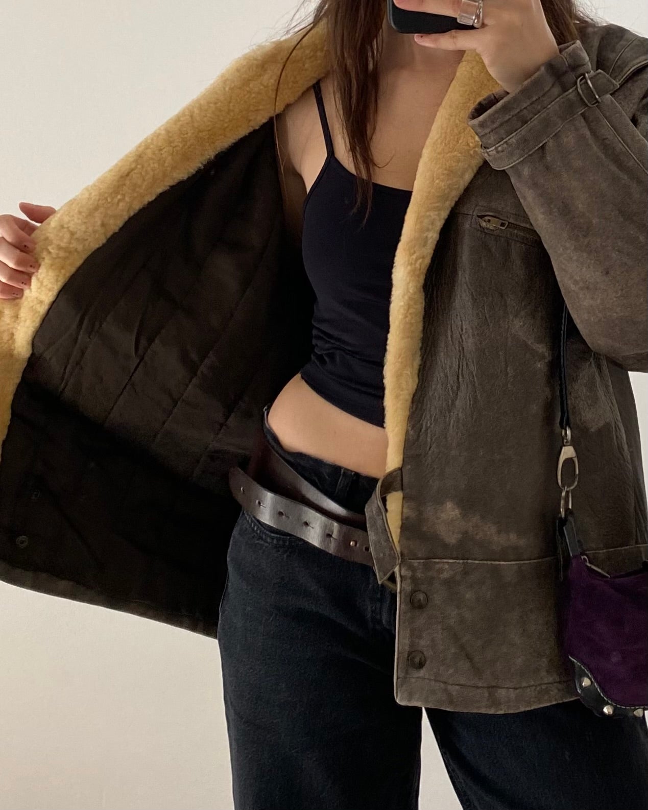 90s distressed leather jacket