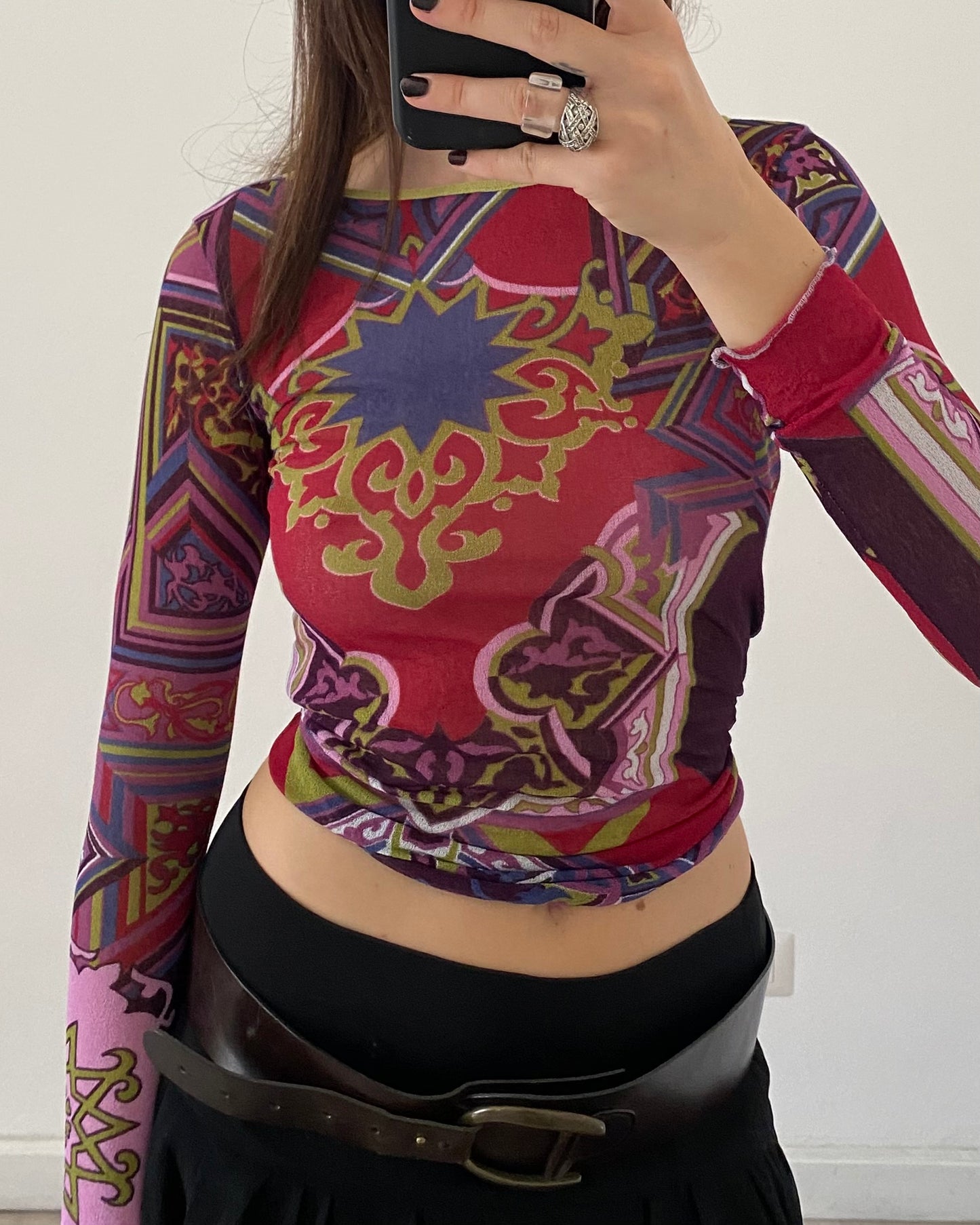 00s graphic print long sleeves top