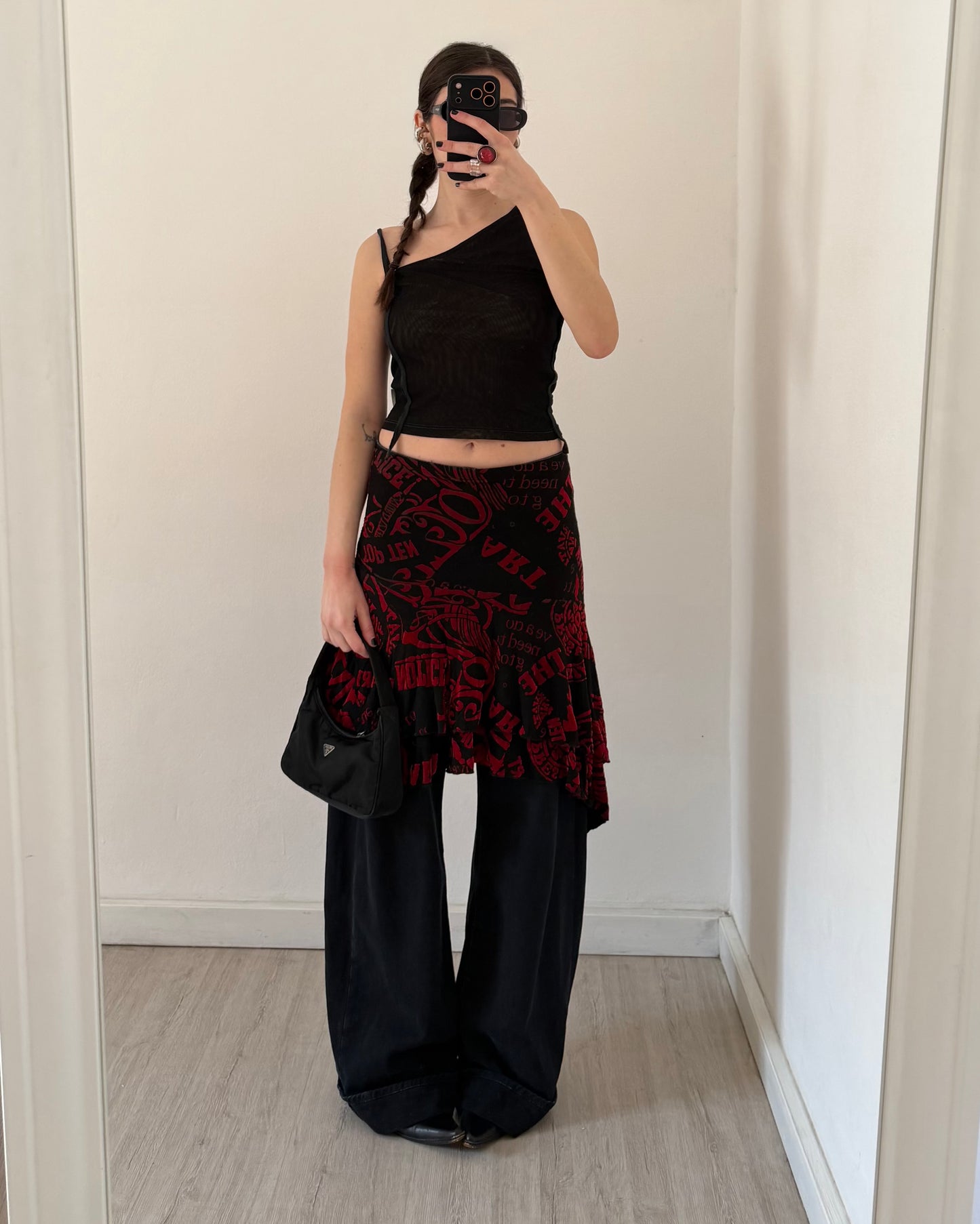 Graphic print midi skirt