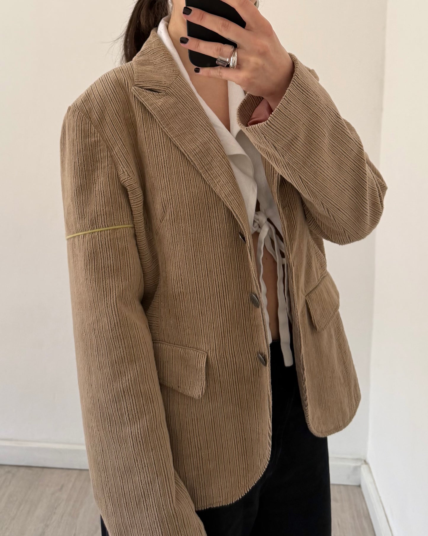 00s cord blazer with embroidery