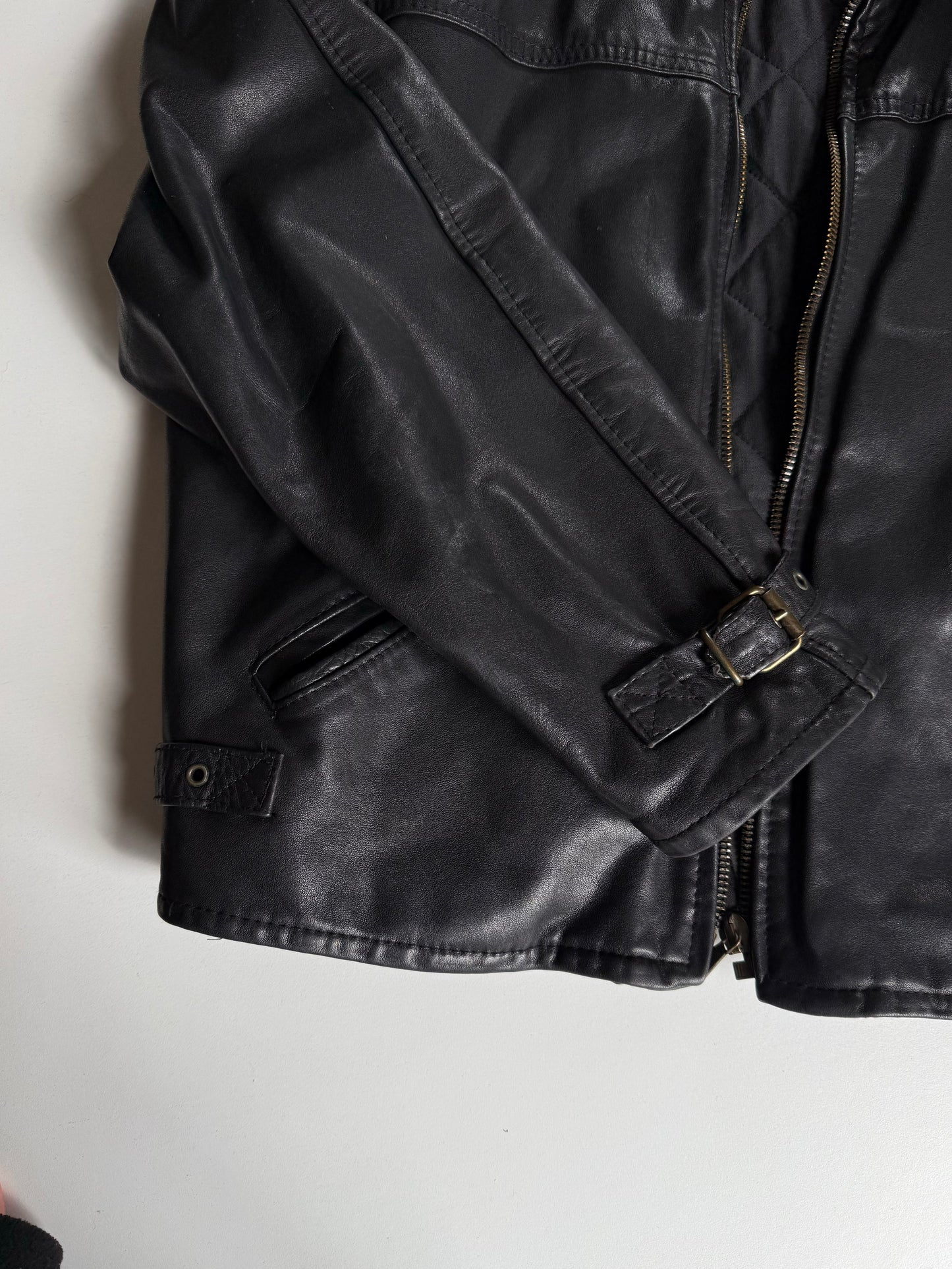 Leather bomber jacket