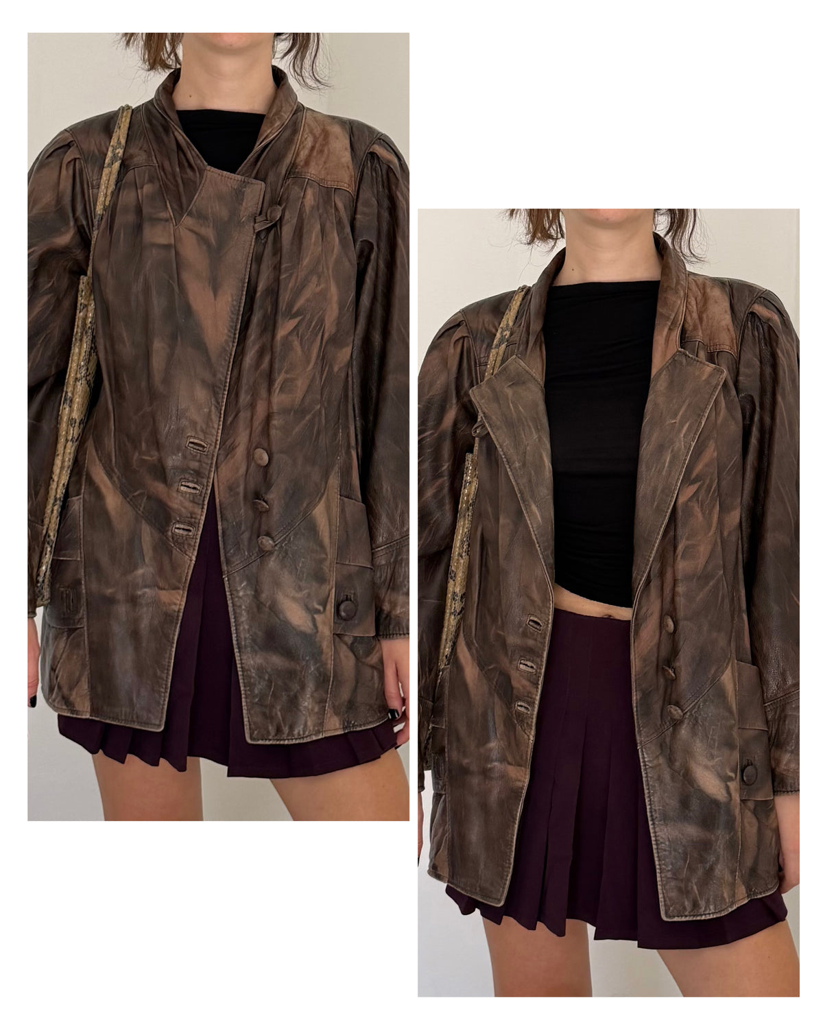 Distressed leather jacket