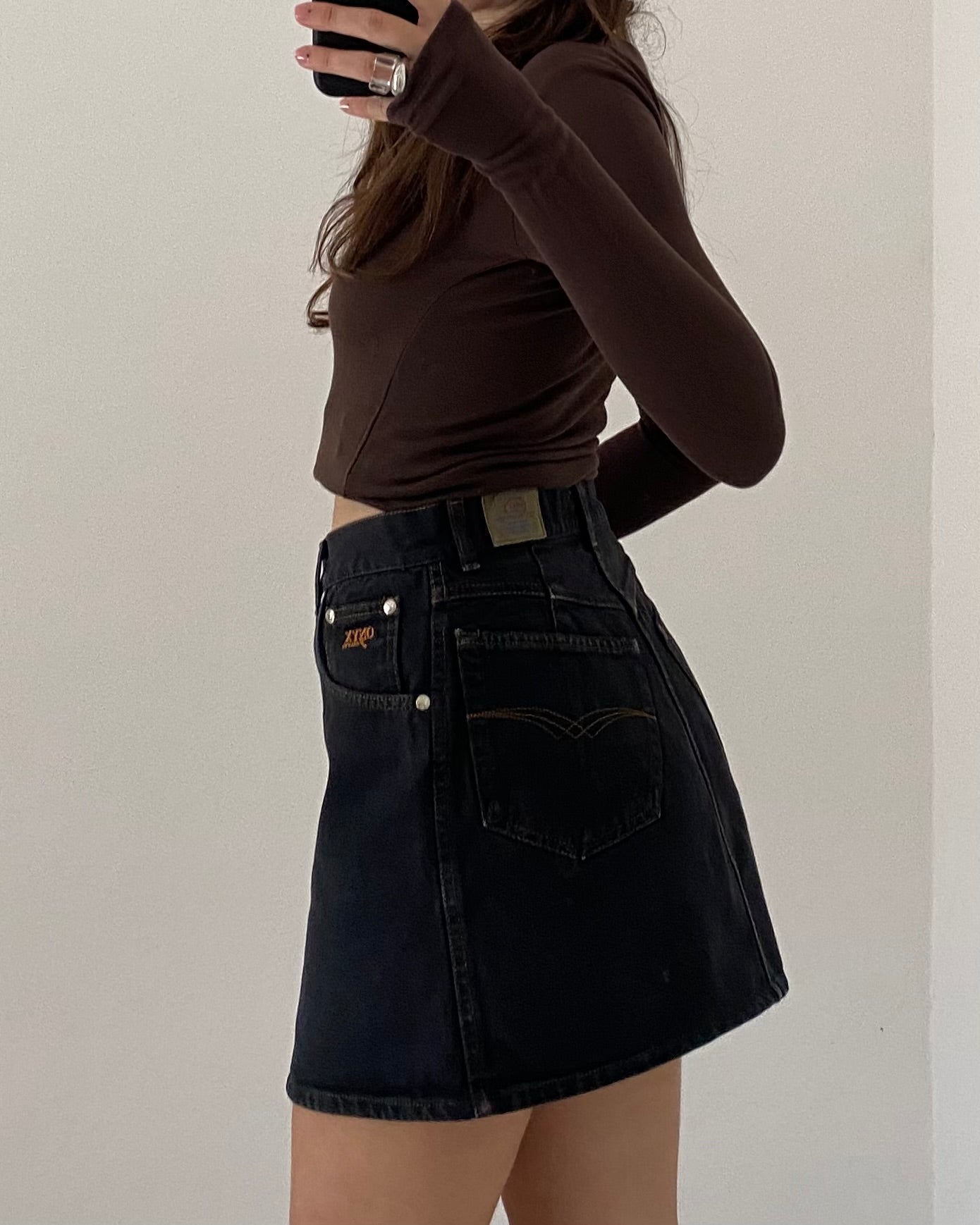 00s buttoned denim skirt