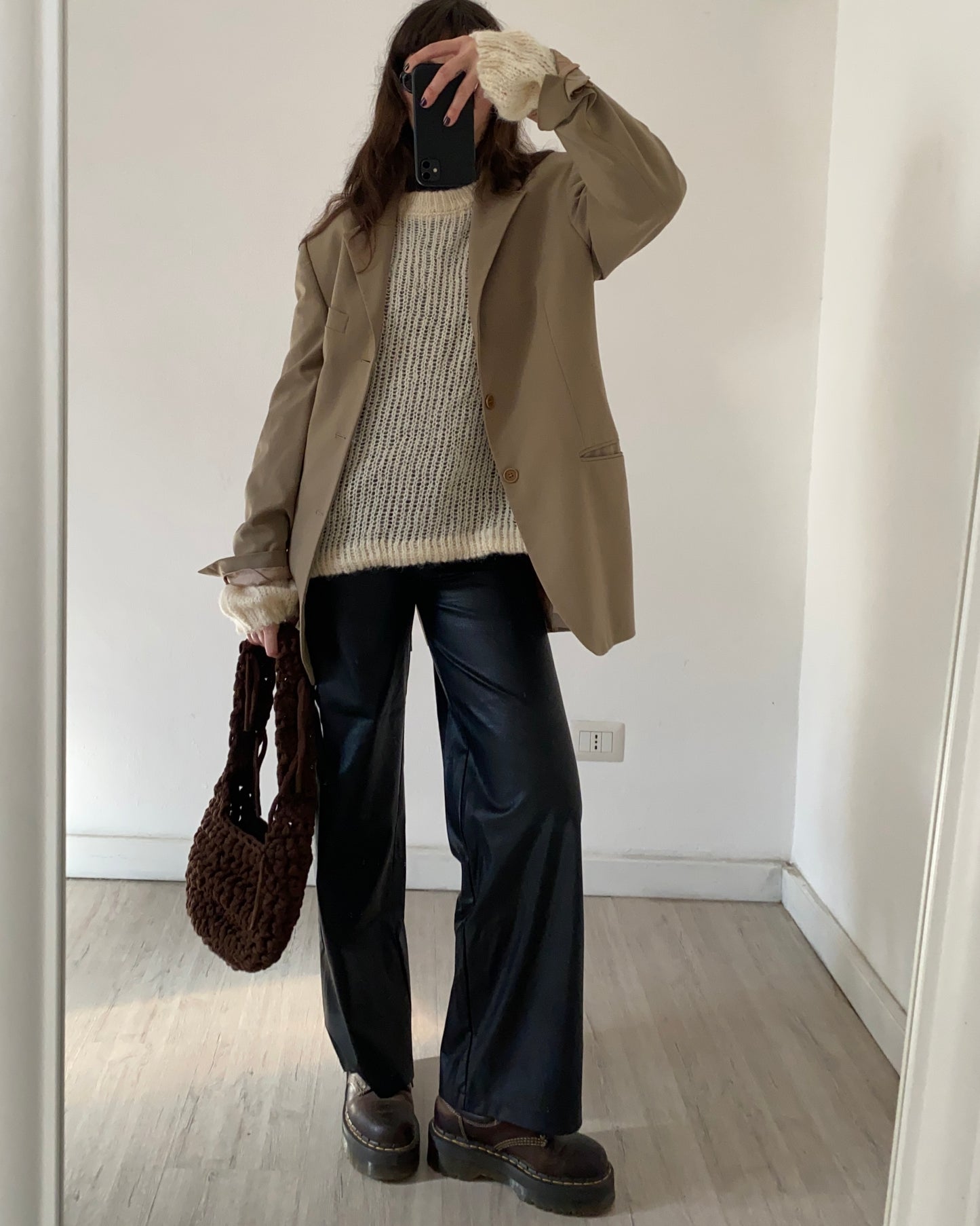 Faux leather trousers