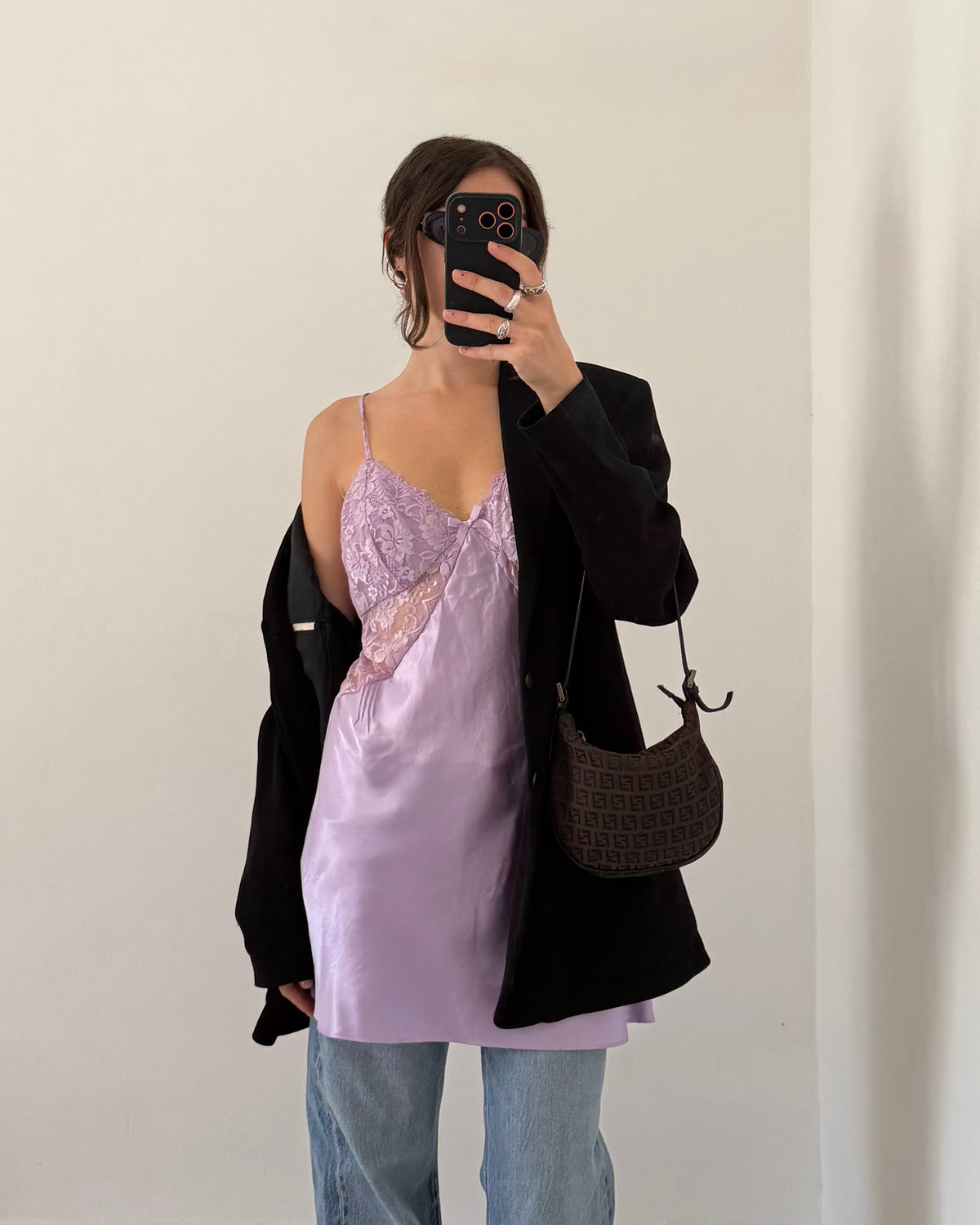 Lilac satin slip dress