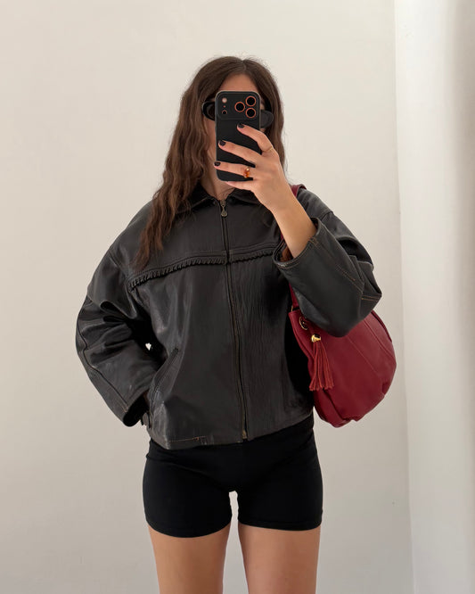 90s leather bomber jacket