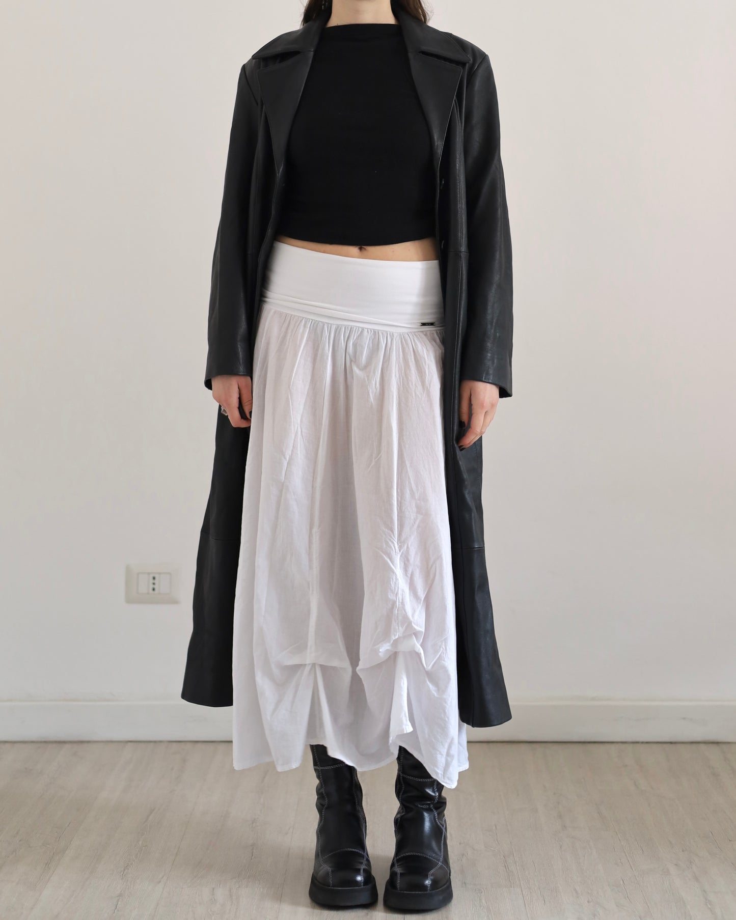 Cotton ruched skirt