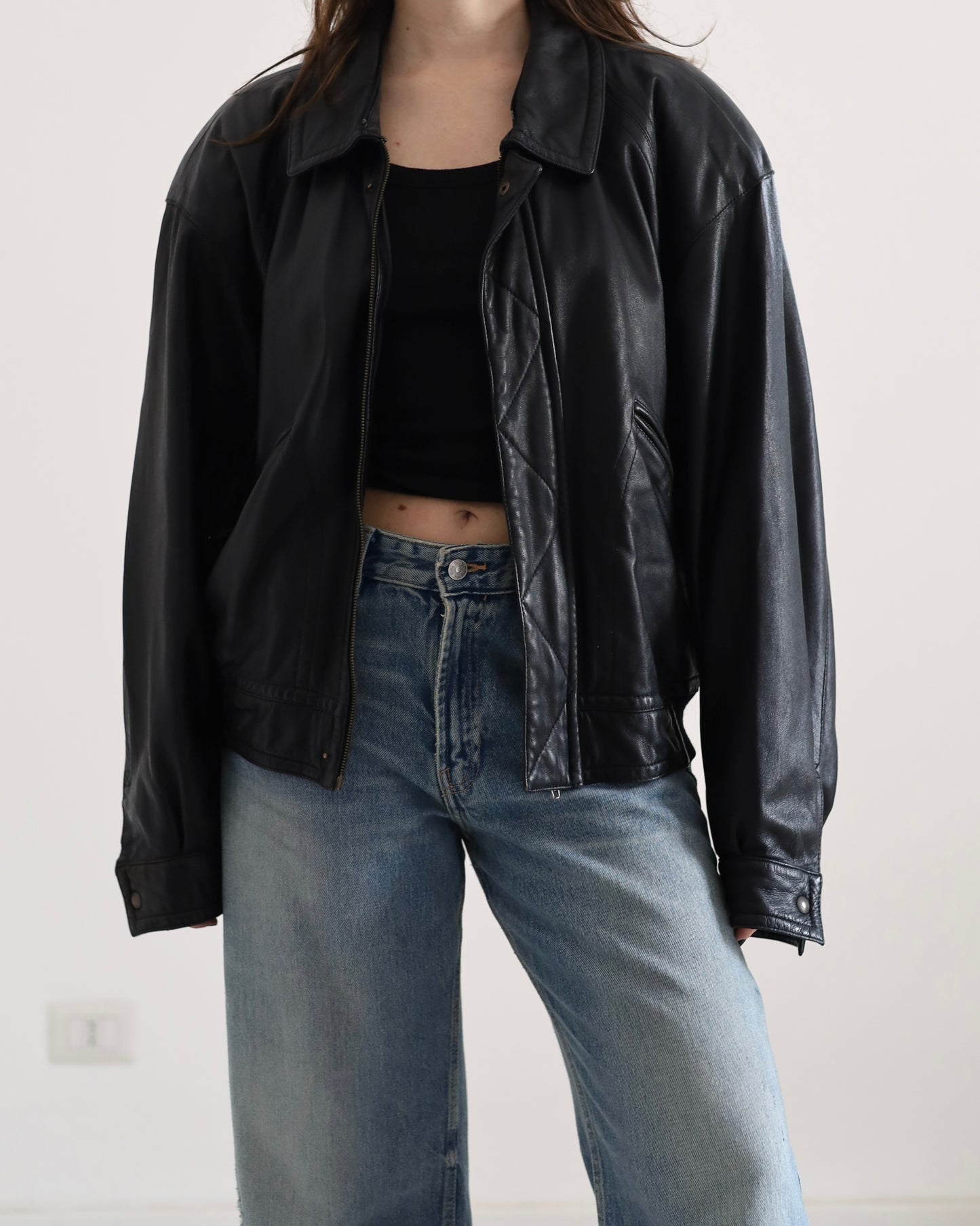 Longchamp leather bomber jacket