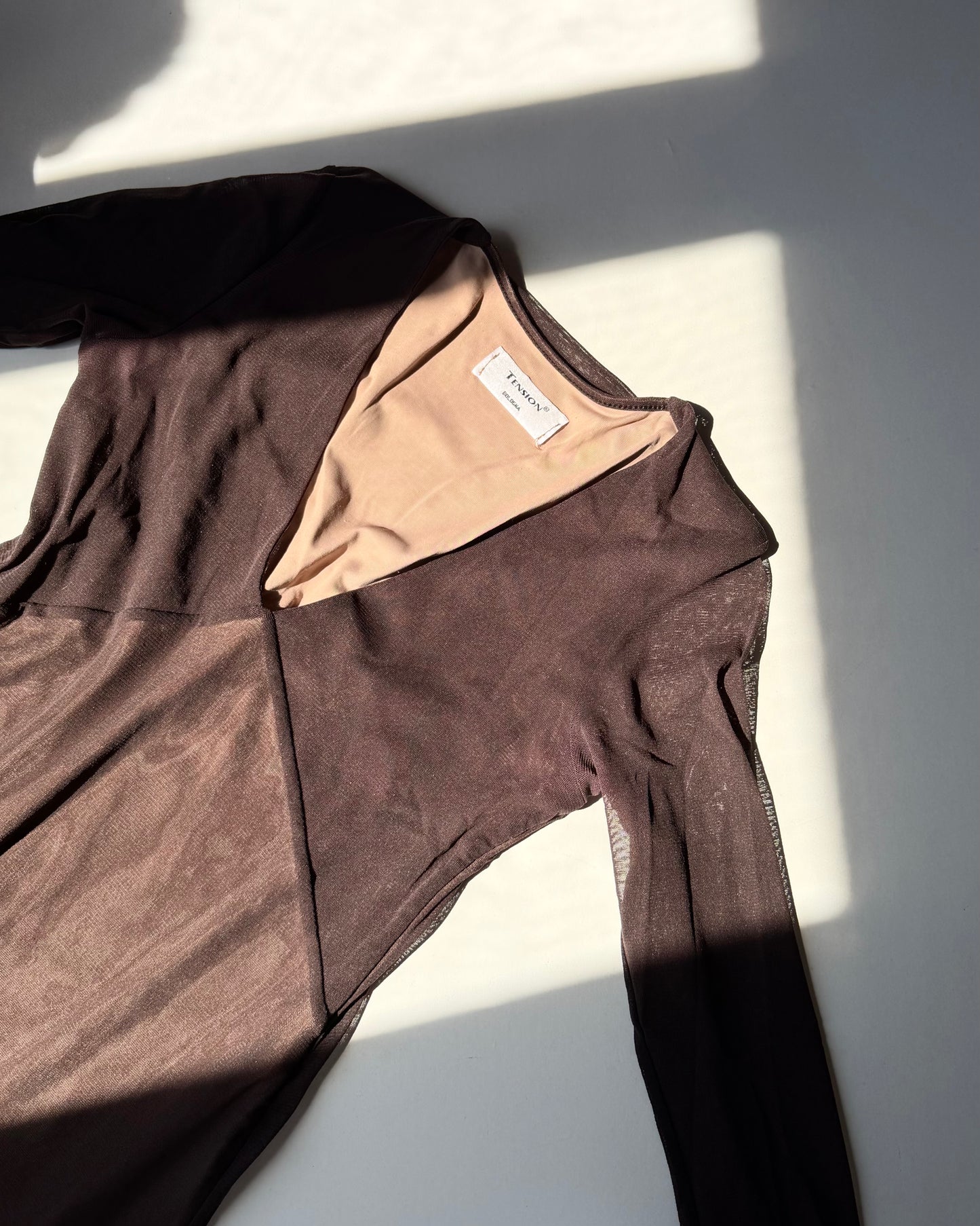 Brown micro mesh dress