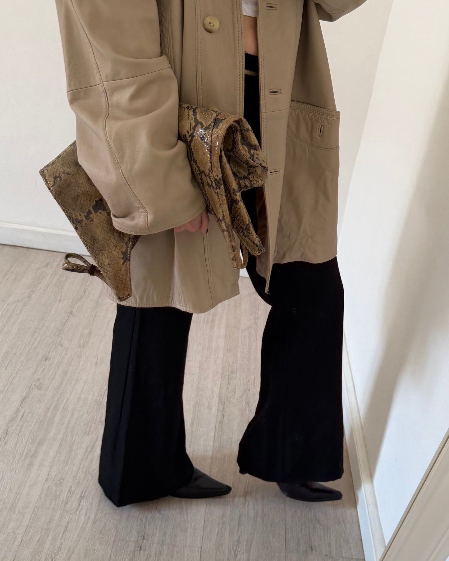 Nappa leather beige jacket