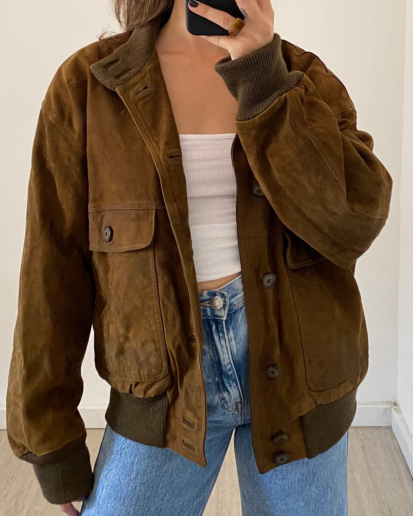 Suede bomber jacket