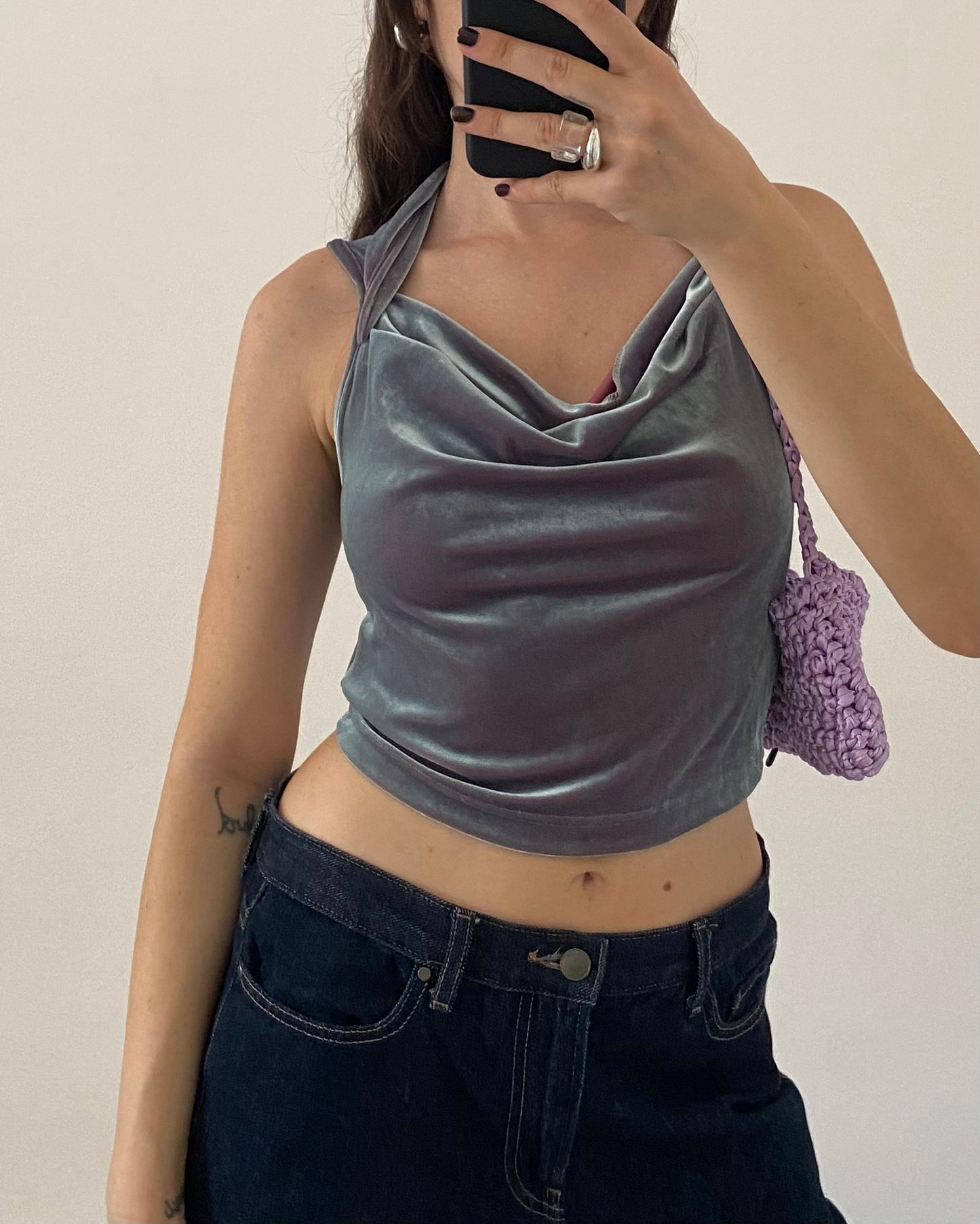 Iridescent velour top