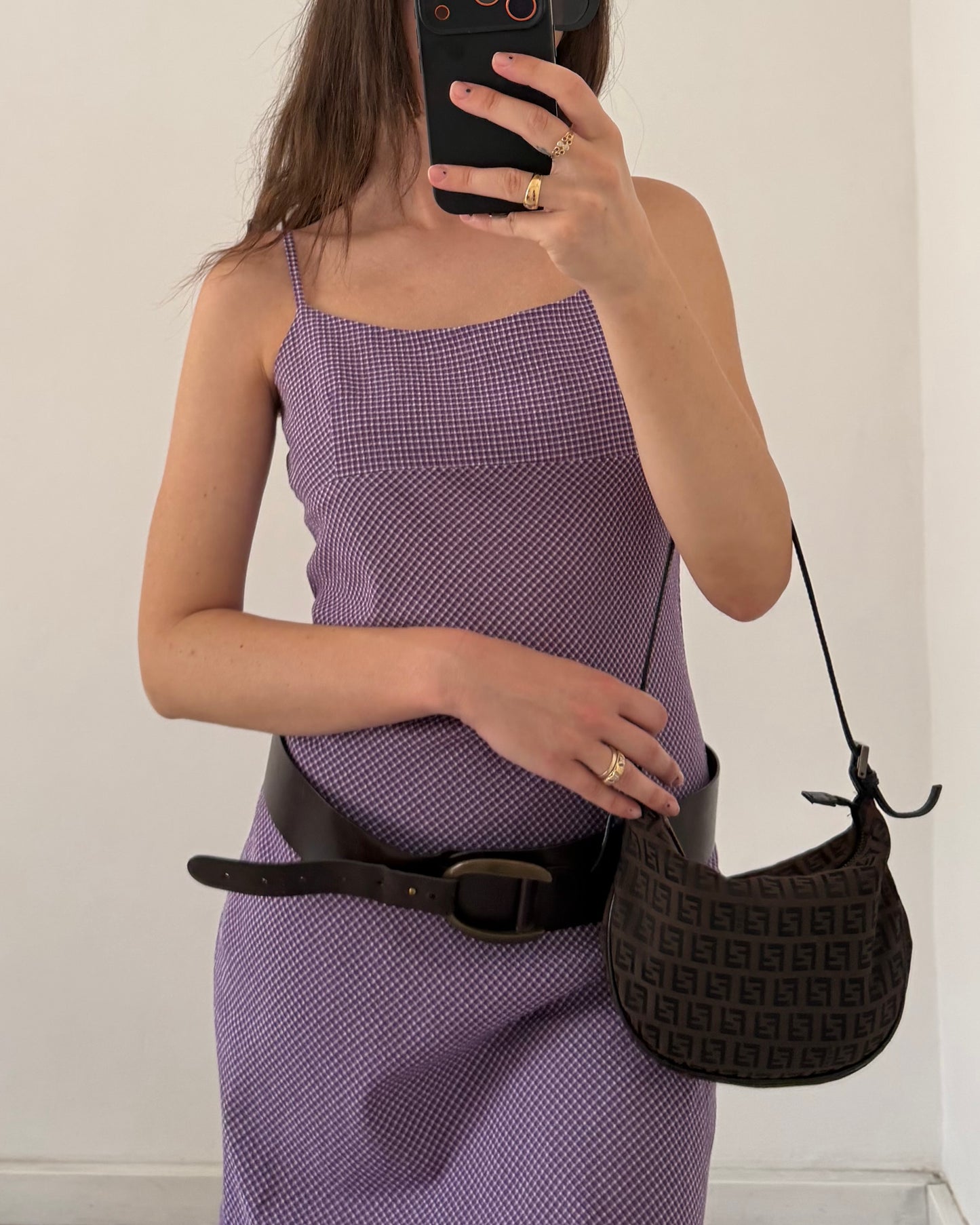 00s gingham midi dress