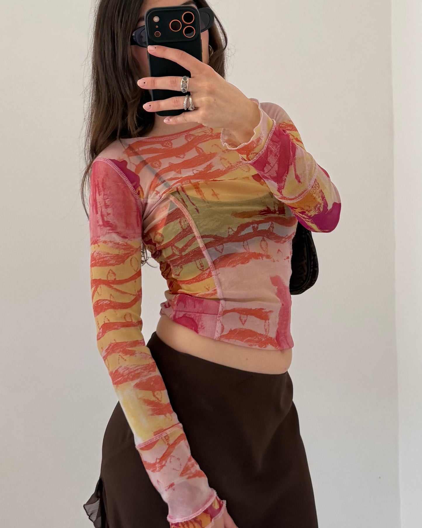 Sheer graphic print top