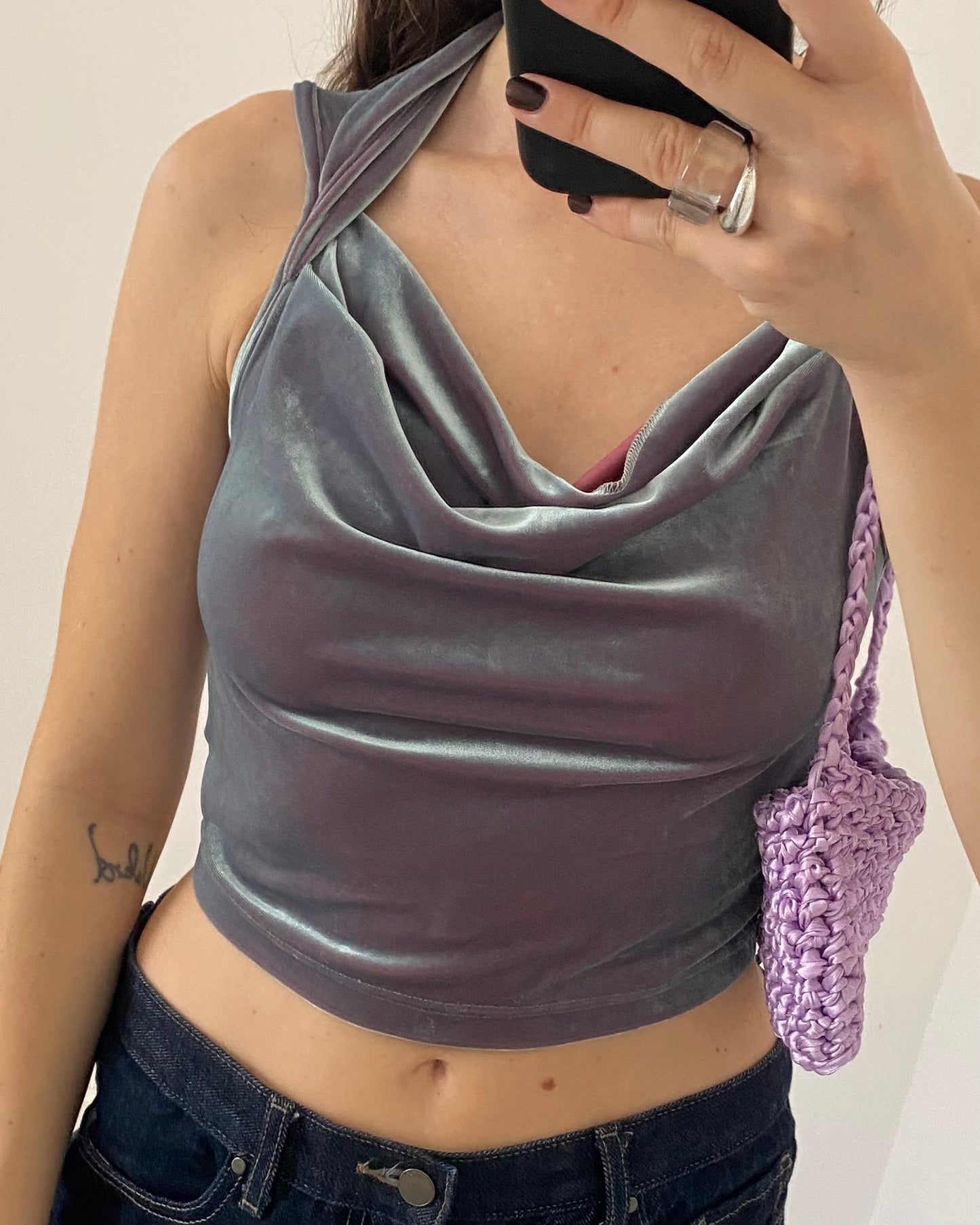 Iridescent velour top