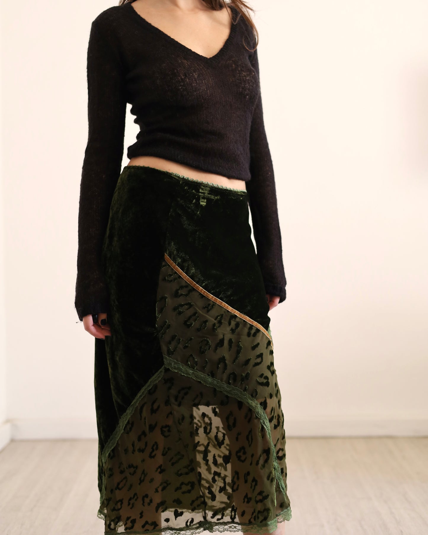 Velvet sheer midi skirt lo