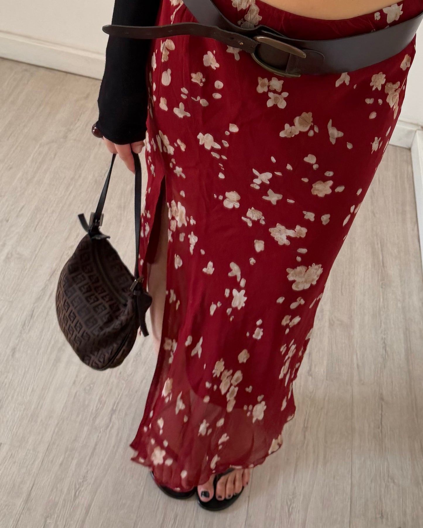 00s Floral midi skirt
