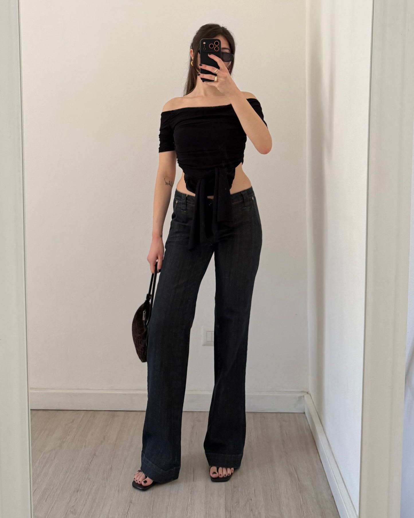 Off the shoulder tulle top