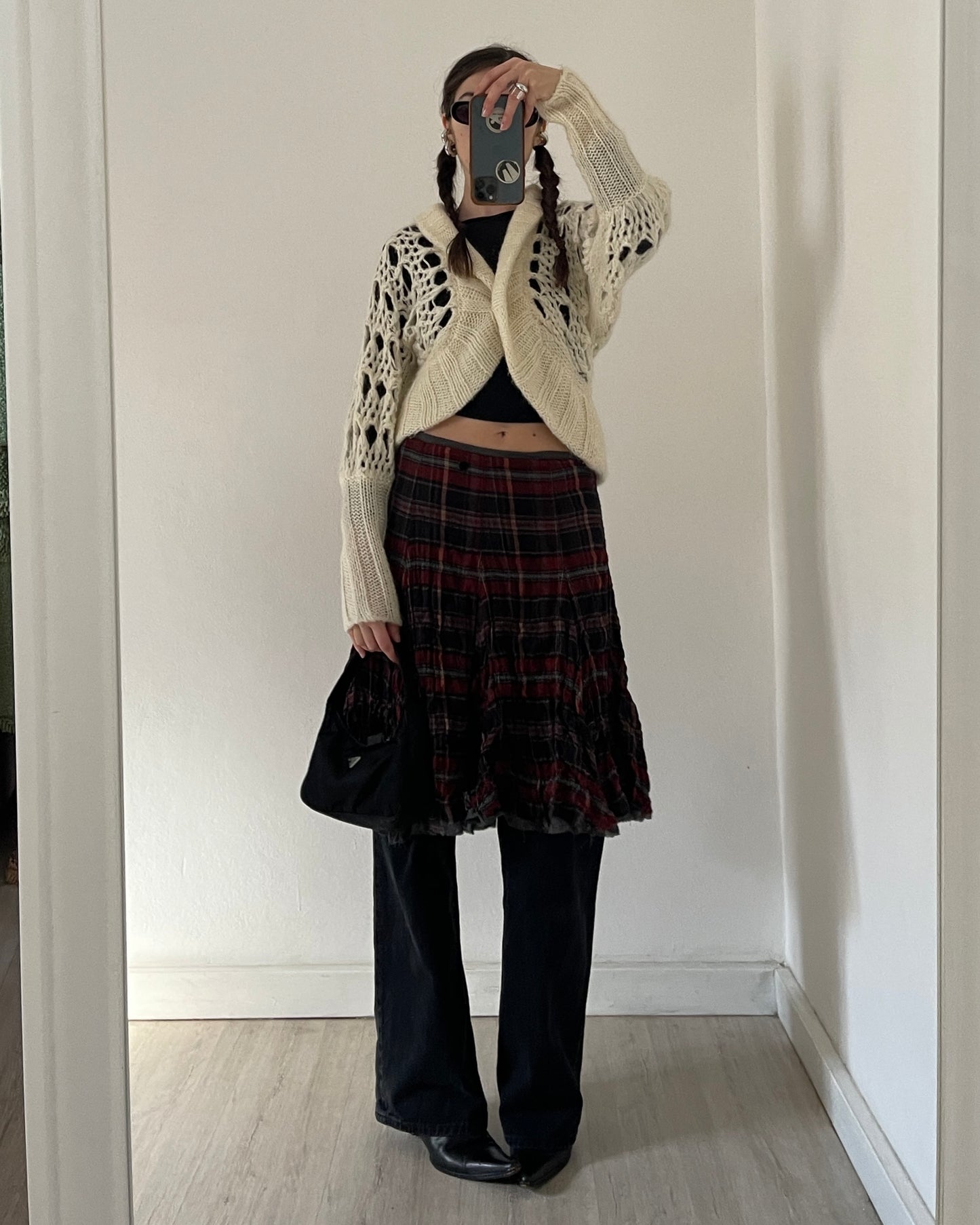 Openwork chunky wool cardigan