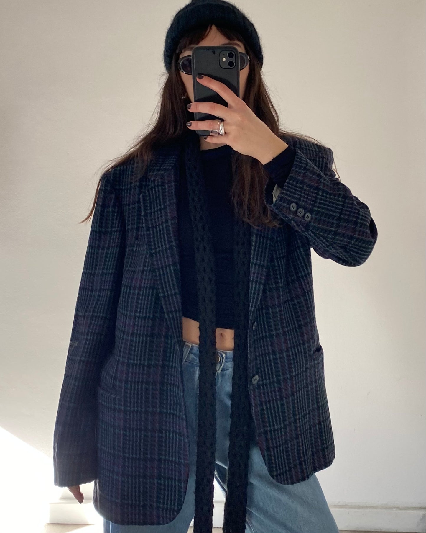 Wool check blazer