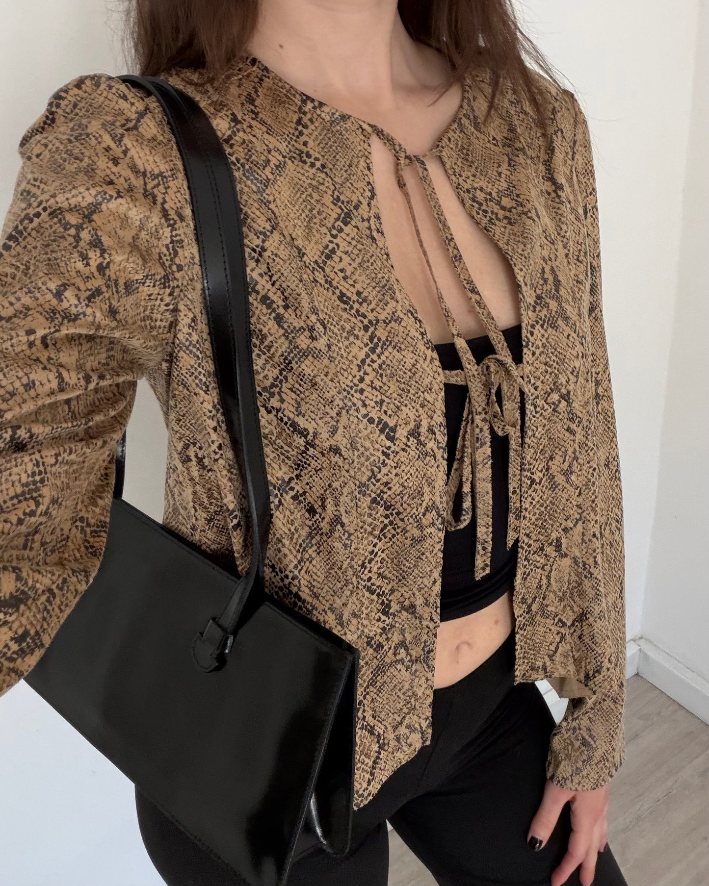 Snakeskin jacket with ties
