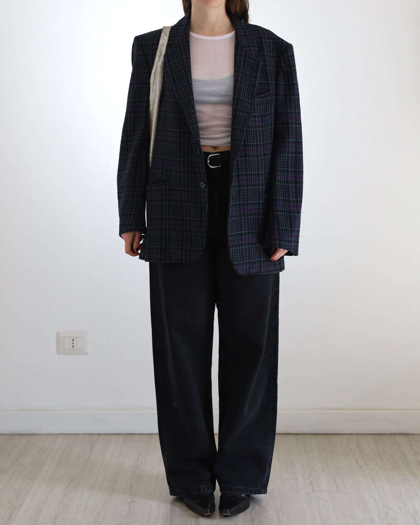 Wool check blazer