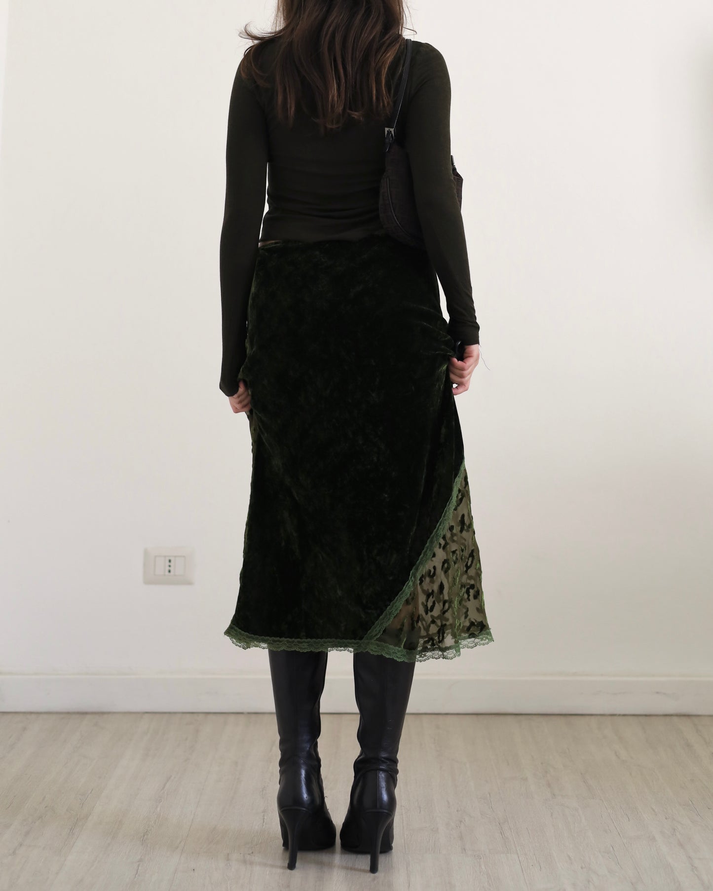 Velvet sheer midi skirt lo