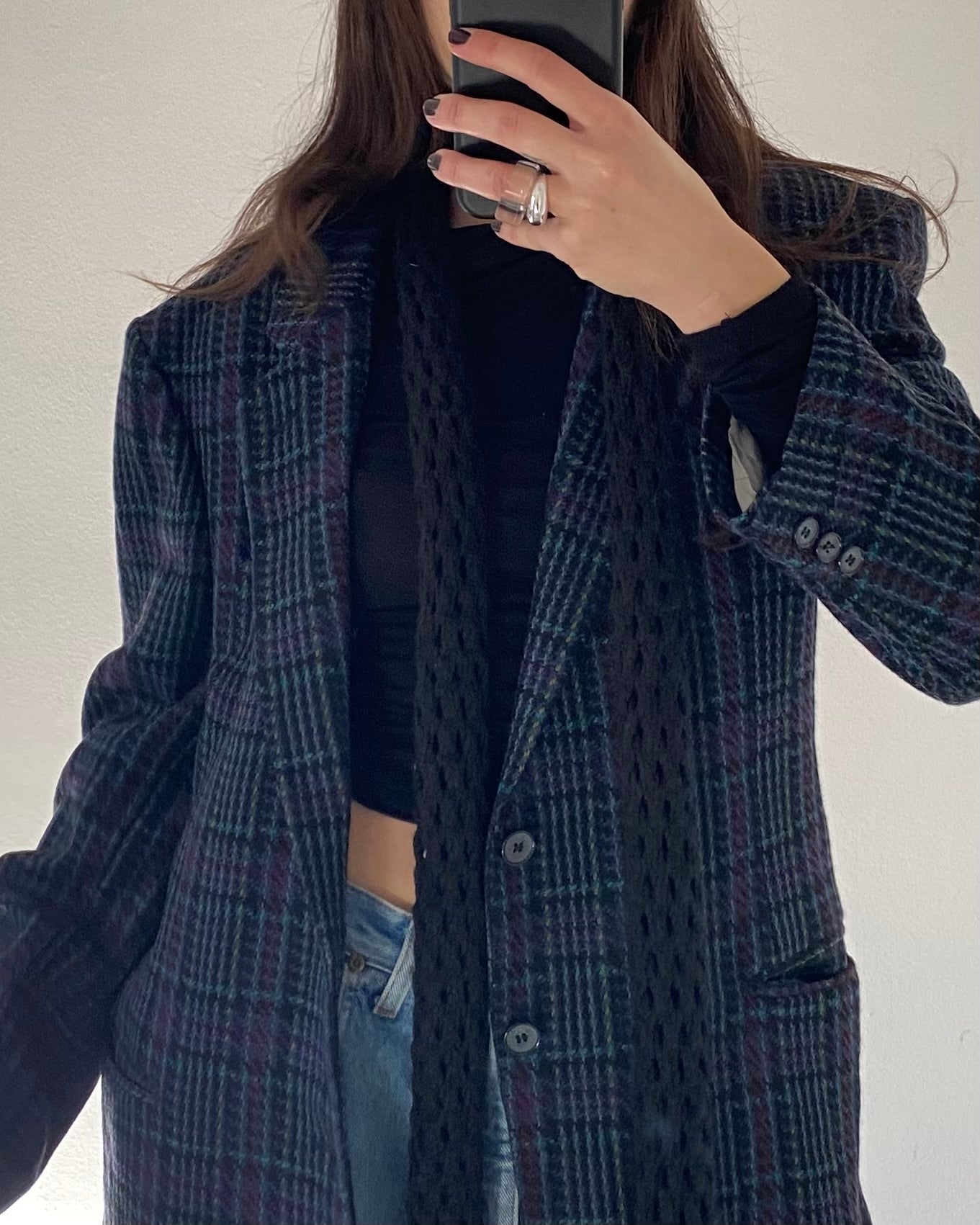 Wool check blazer