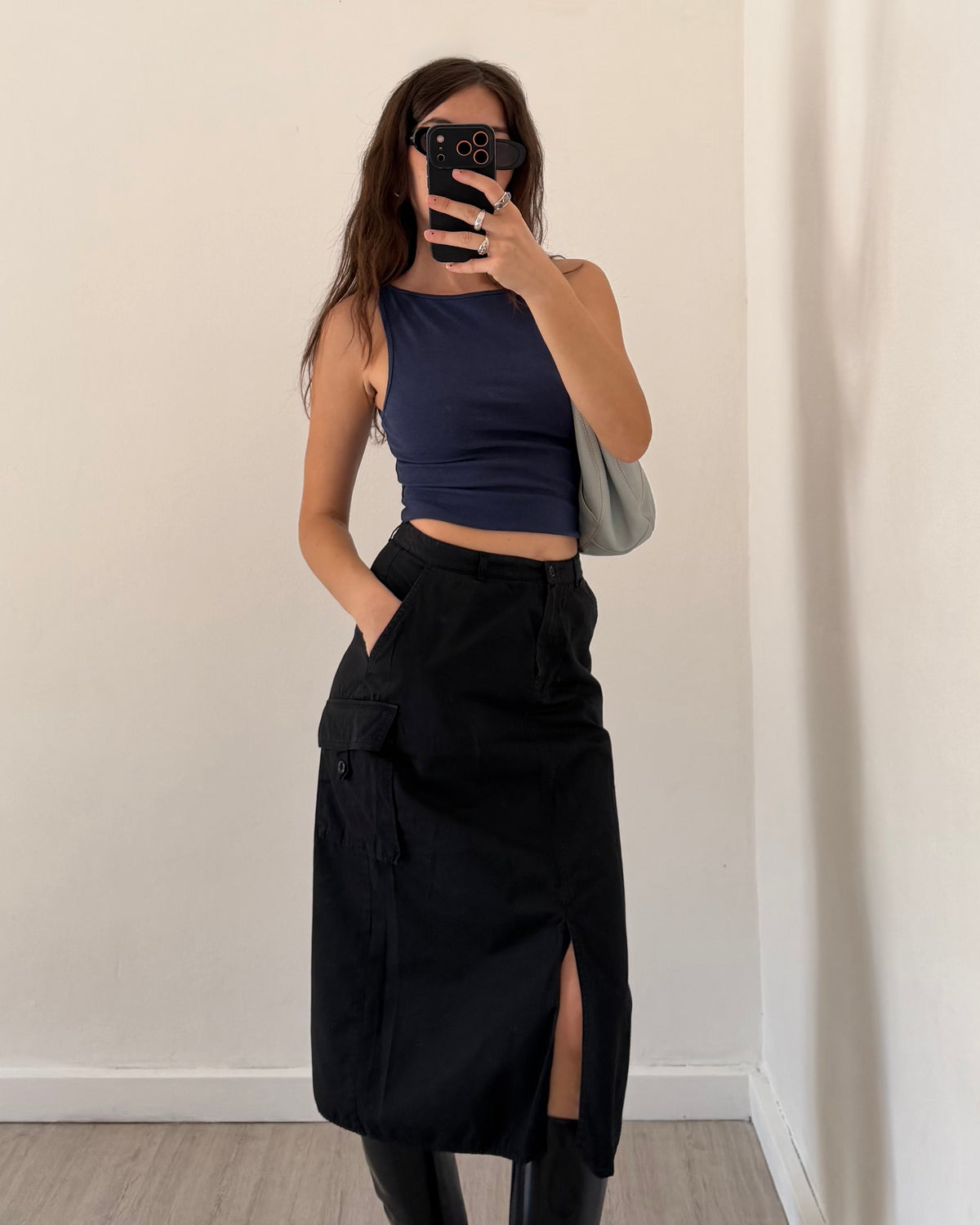 00s black cargo skirt