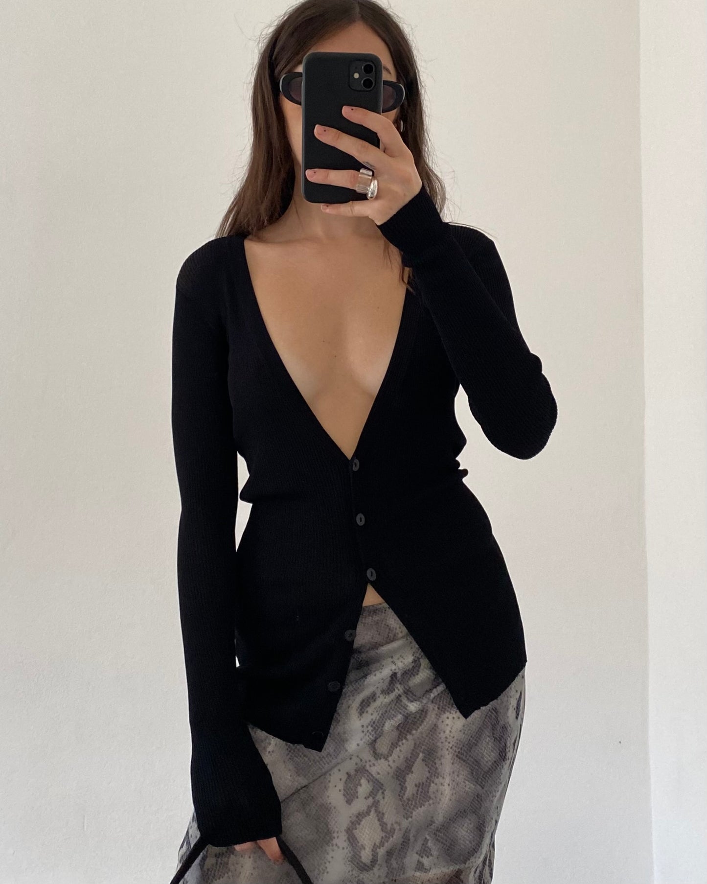 Ribbed semi-sheer cardigan