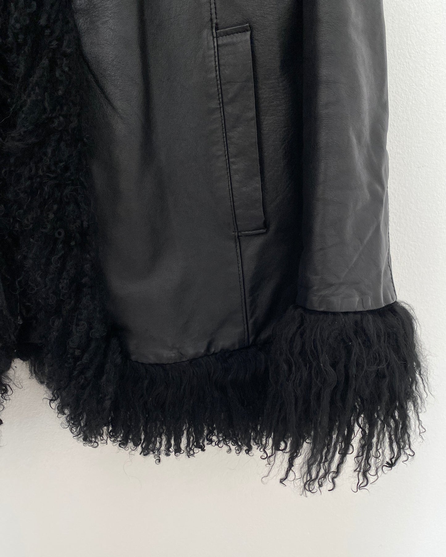 Black leather afghan jacket