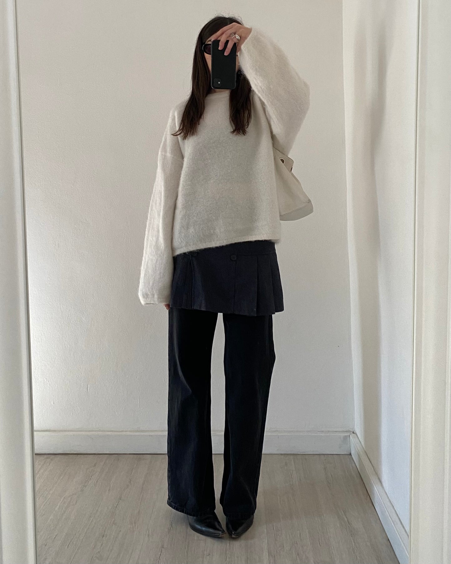 Wool pleated mini skirt