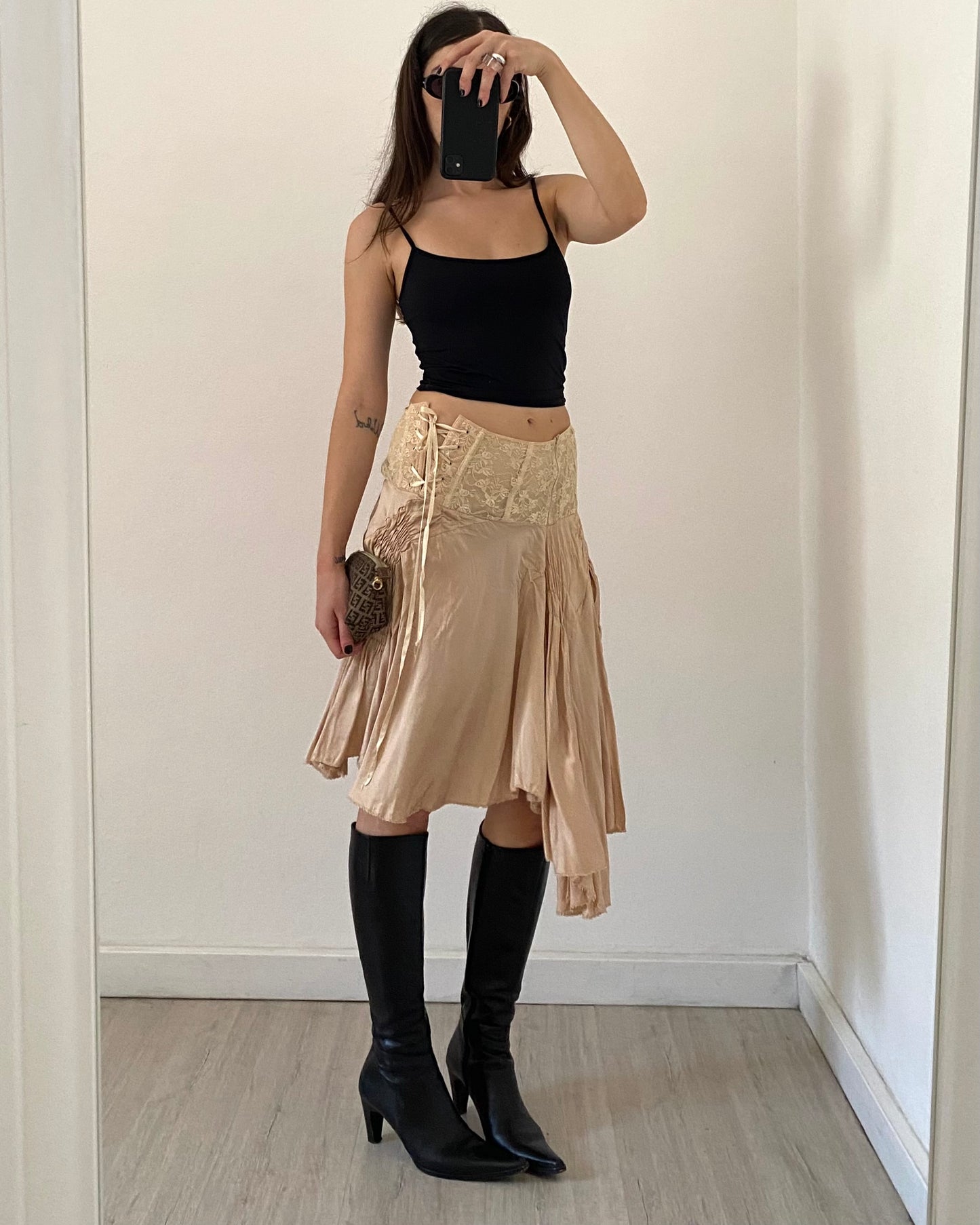 Silk draped skirt