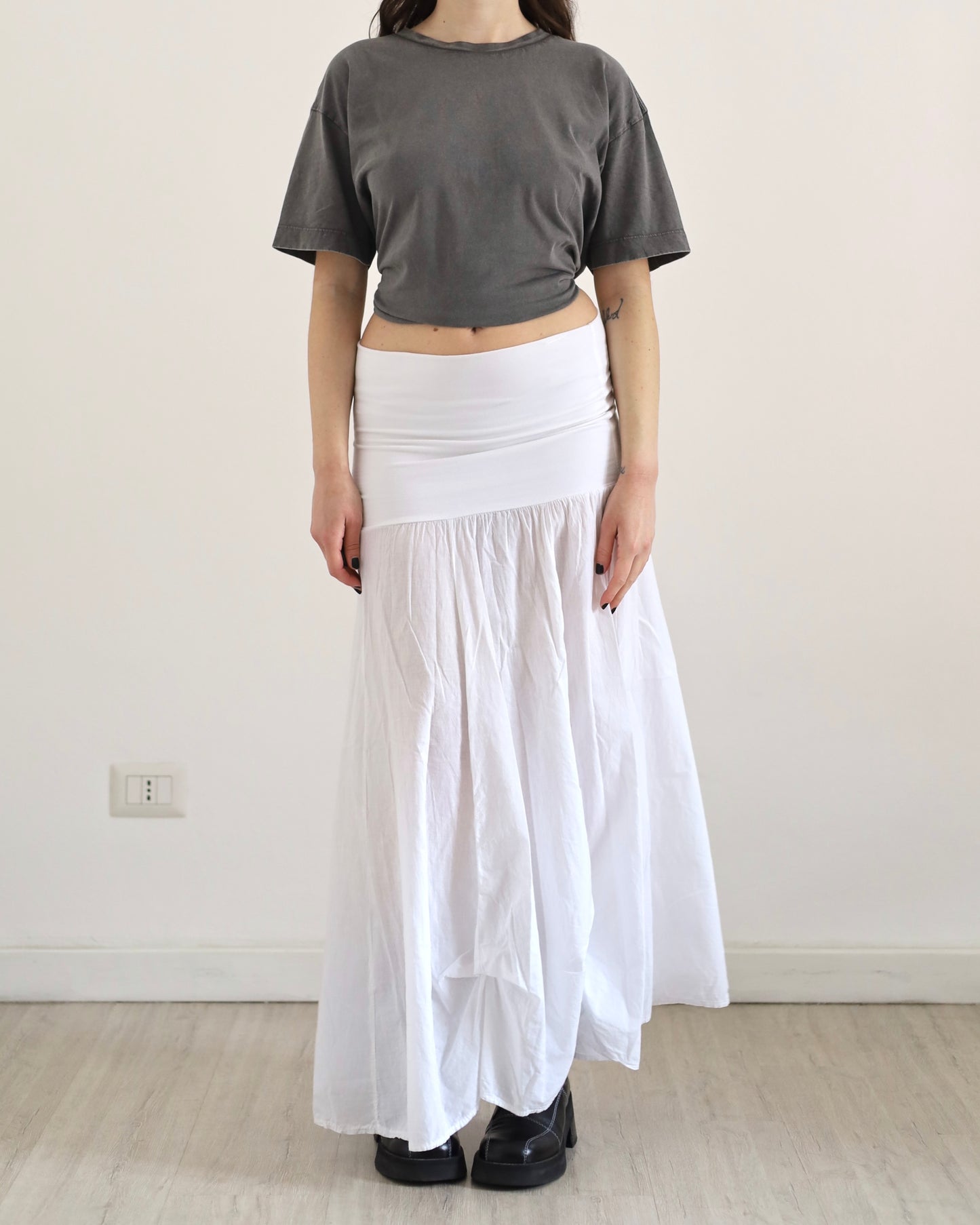 Cotton ruched skirt