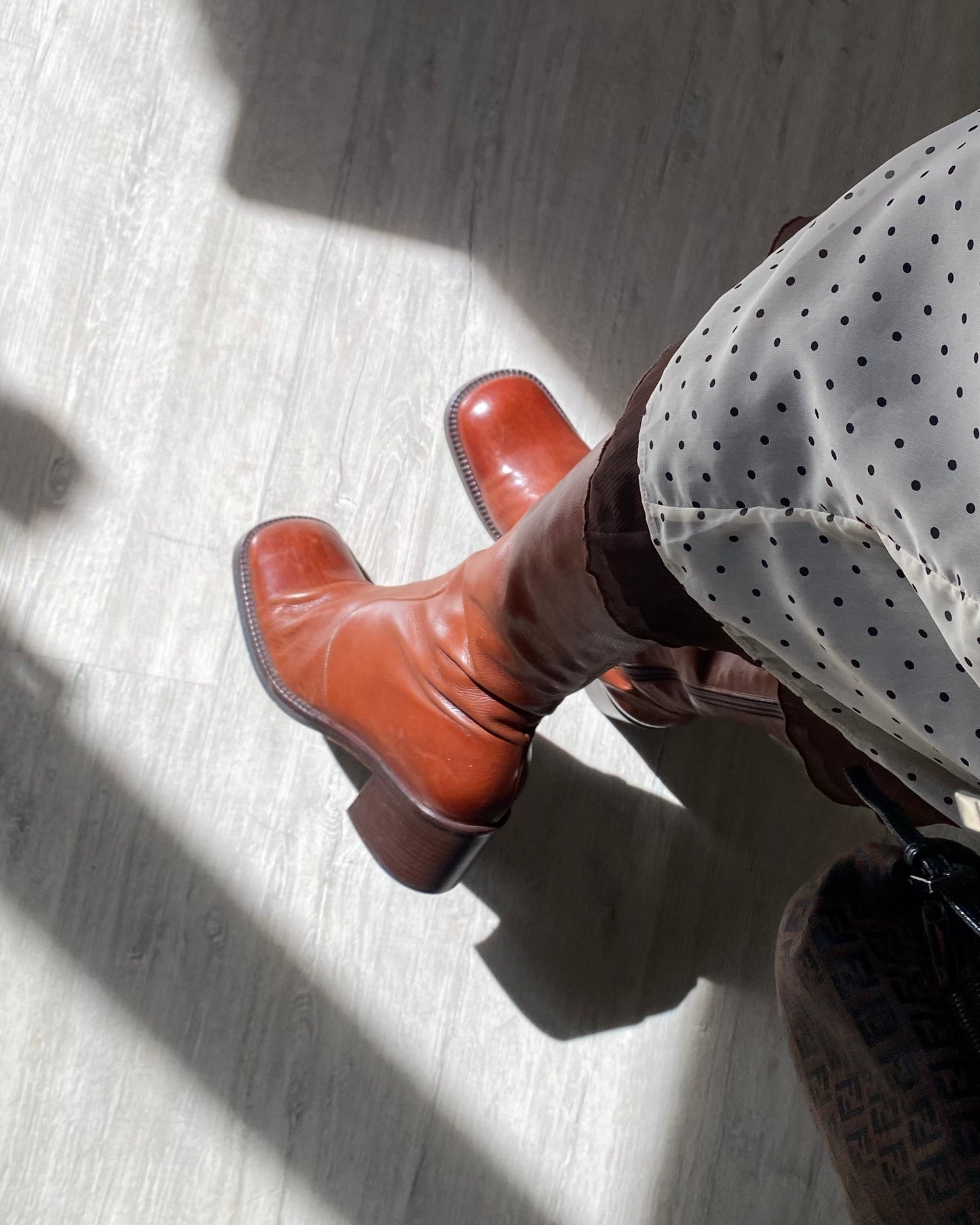 Square toe leather boots