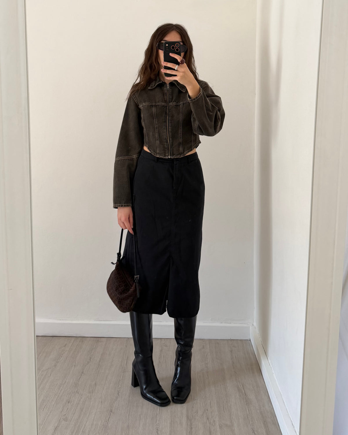 00s black cargo skirt