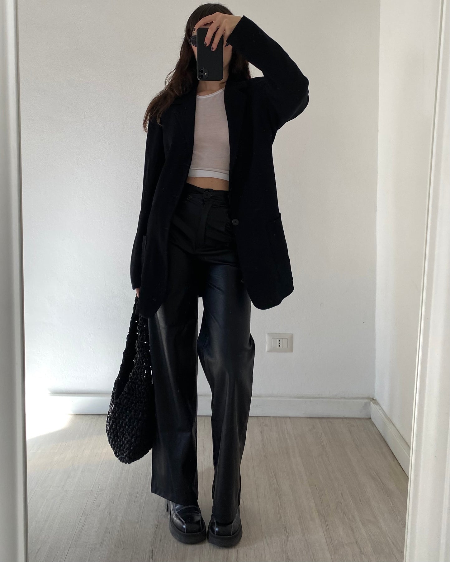 Faux leather trousers