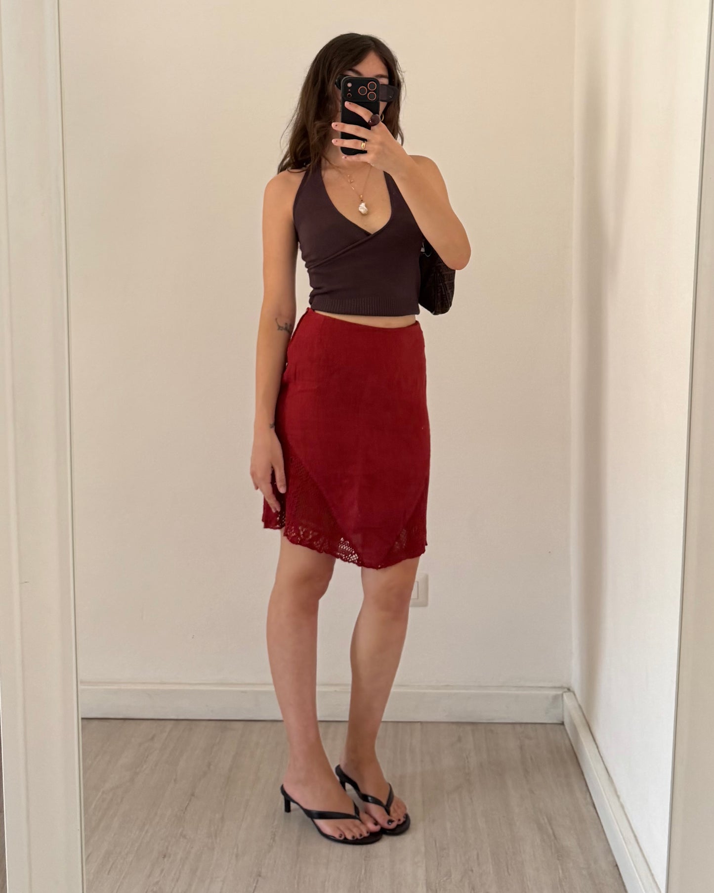 Silk linen skirt