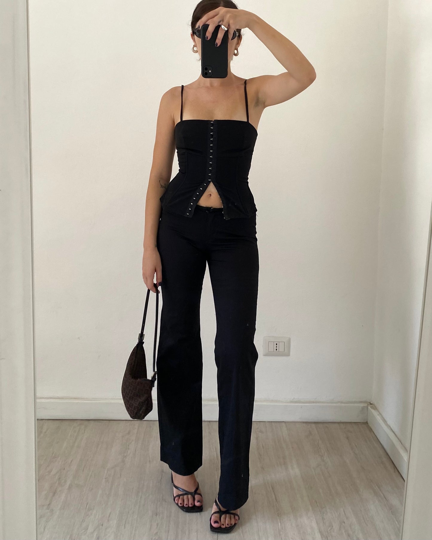 Low rise flare trousers